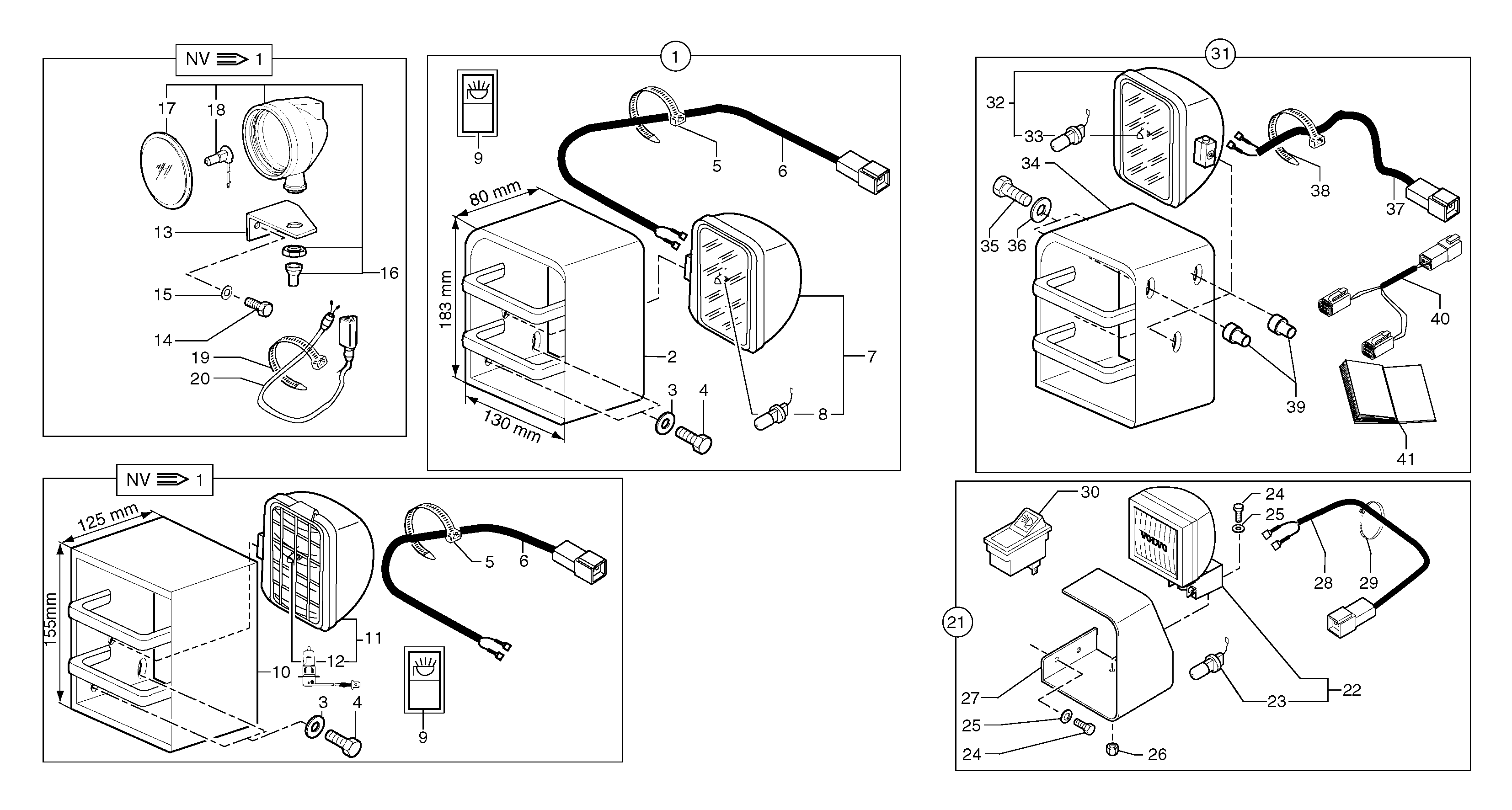Схема запчастей Volvo EC15 - 43116 Work light on boom EC15 TYPE 261 XT/XTV