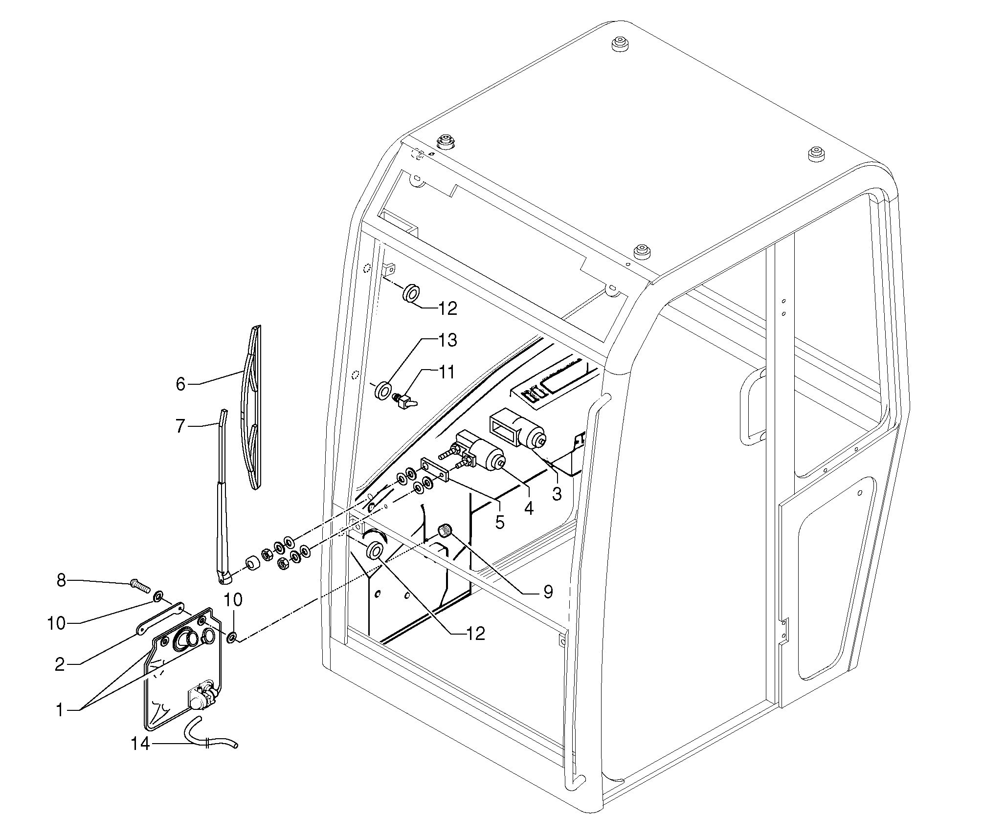Схема запчастей Volvo EC15 - 7912 Cleaning system EC15 TYPE 261 XT/XTV