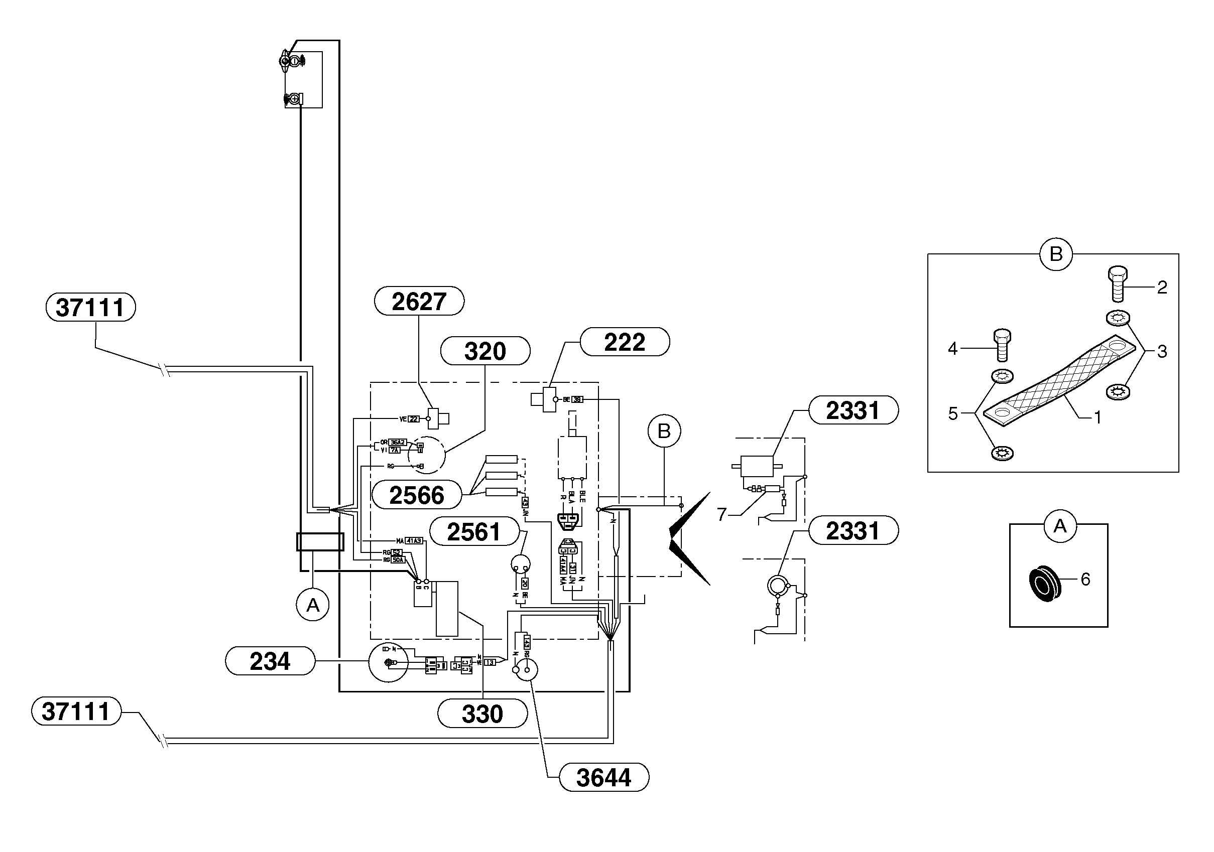 Схема запчастей Volvo EC15 - 44894 Electrical system ( rear ) EC15 TYPE 261 XT/XTV