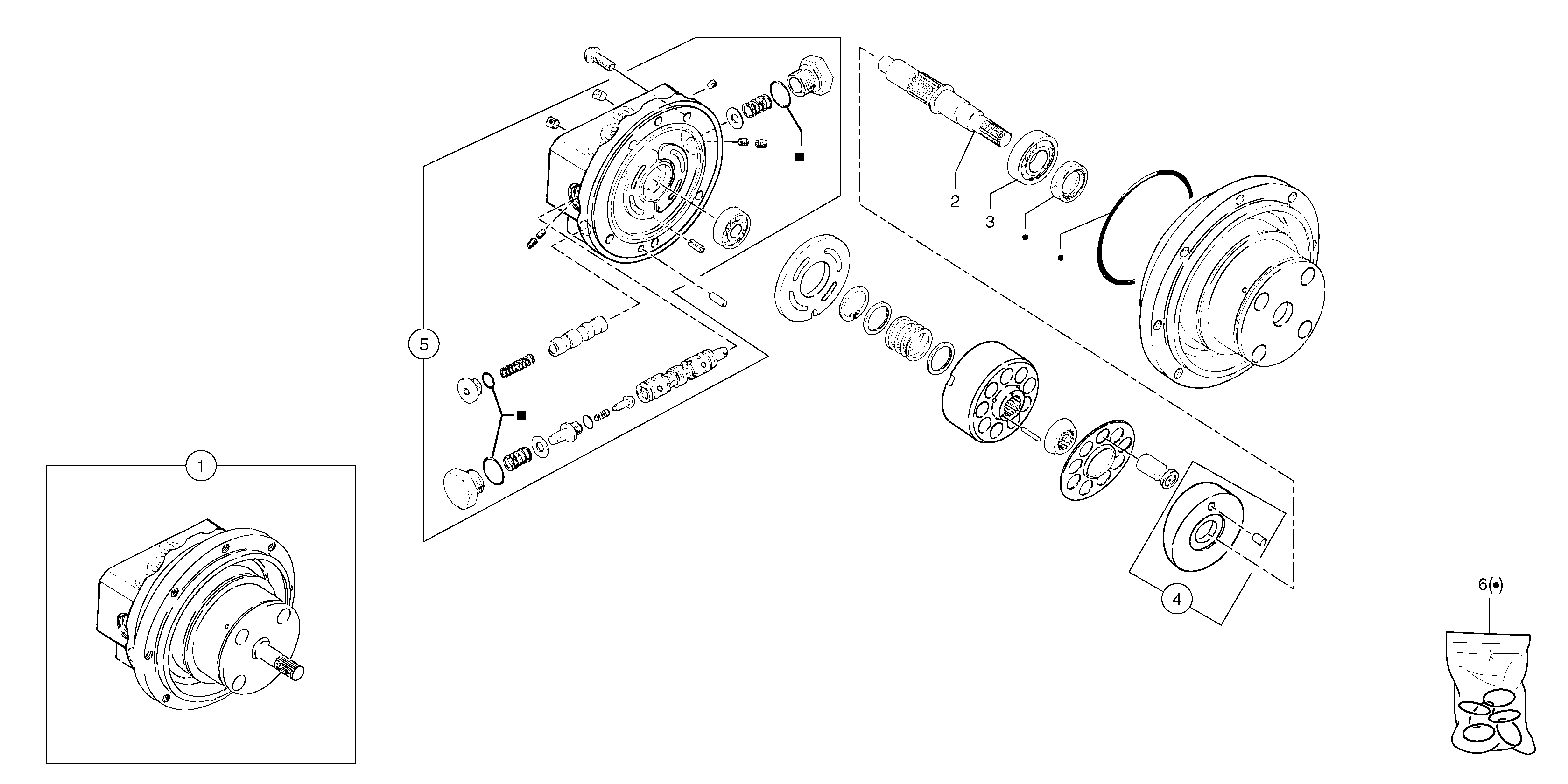 Схема запчастей Volvo EC15 - 5805 Hydraulic travelling motor EC15 TYPE 261 XT/XTV