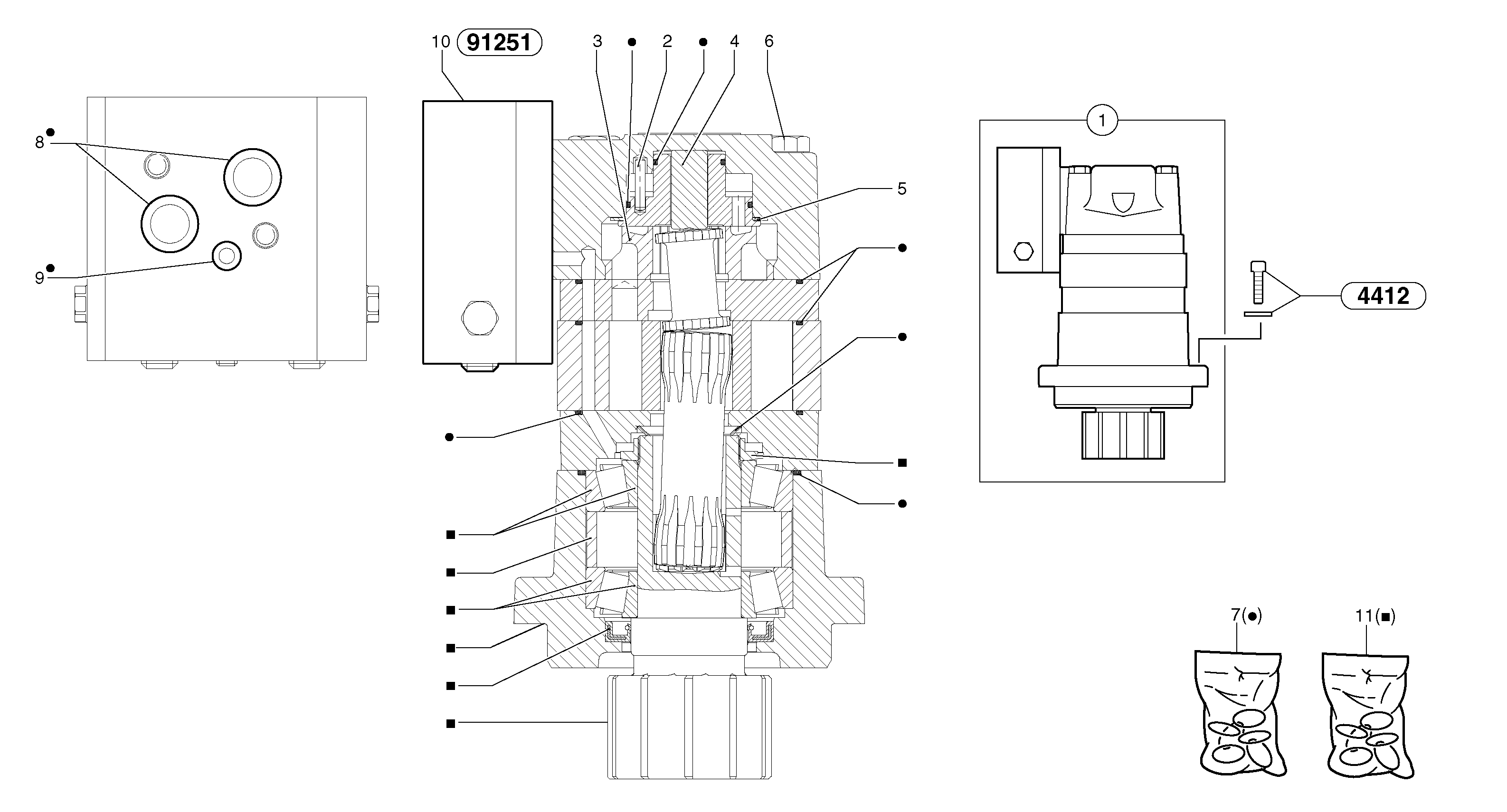 Схема запчастей Volvo EC15 - 5808 Slewing gear motor EC15 TYPE 261 XT/XTV