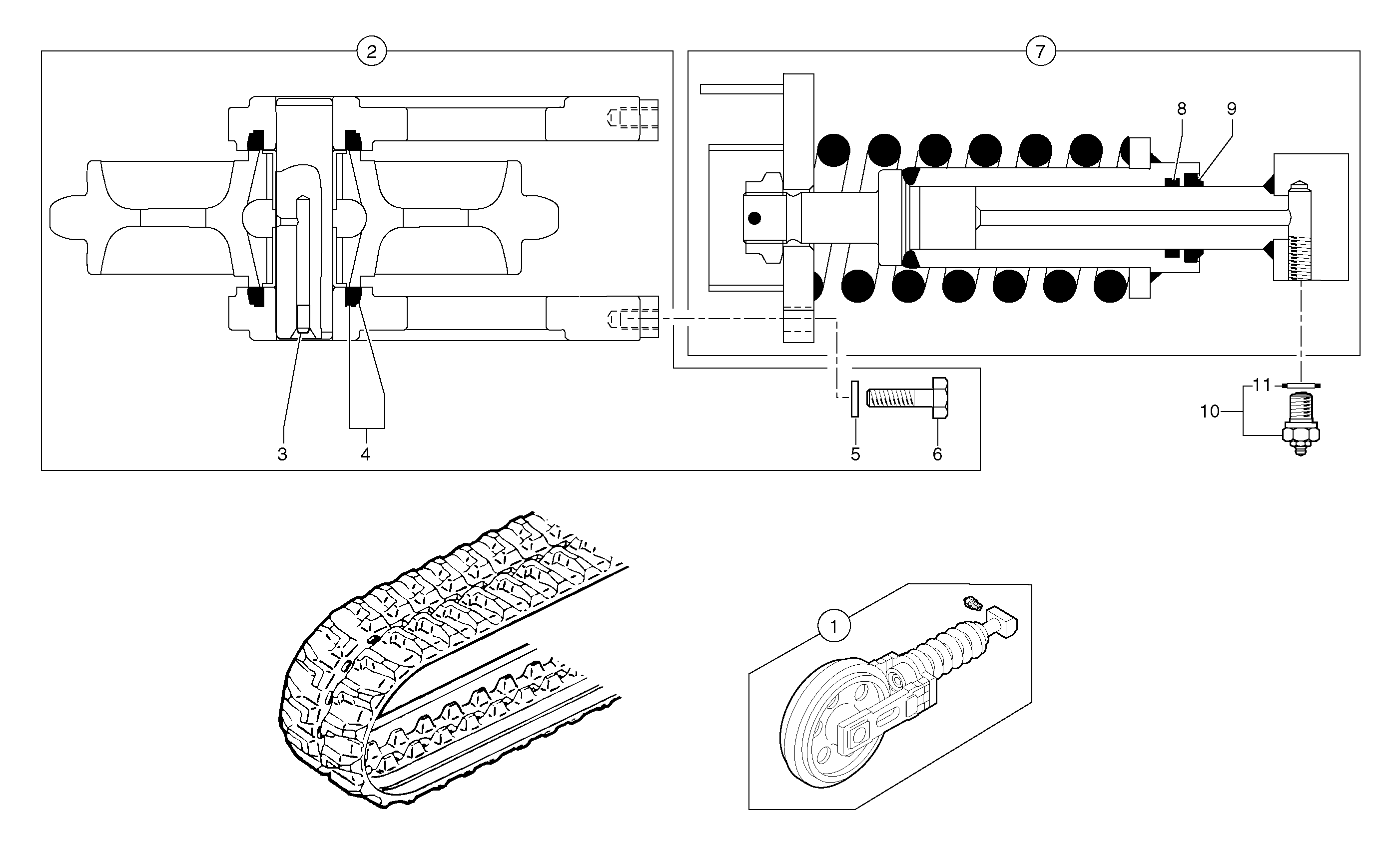 Схема запчастей Volvo EC15 - 223 Track tensioning ( rubber tracks ) EC15 TYPE 261 XT/XTV