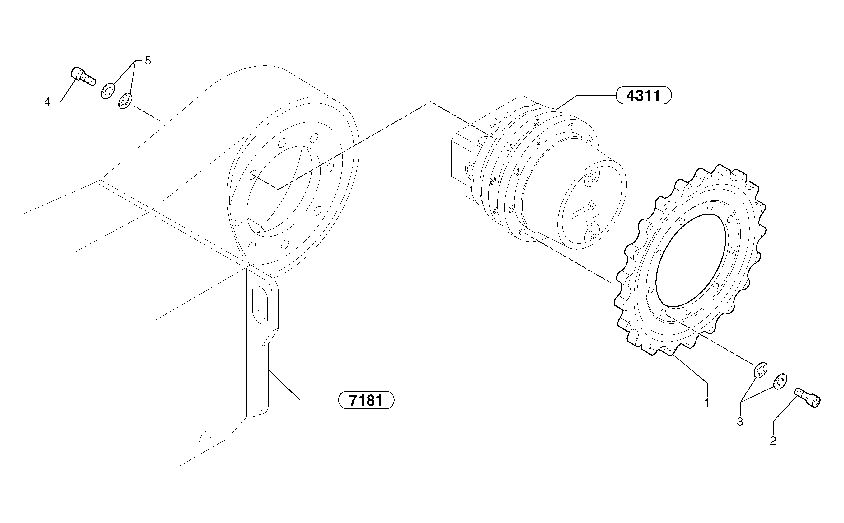 Схема запчастей Volvo EC15 - 5818 Travelling gear motor assy / sprocket EC15 TYPE 261 XT/XTV