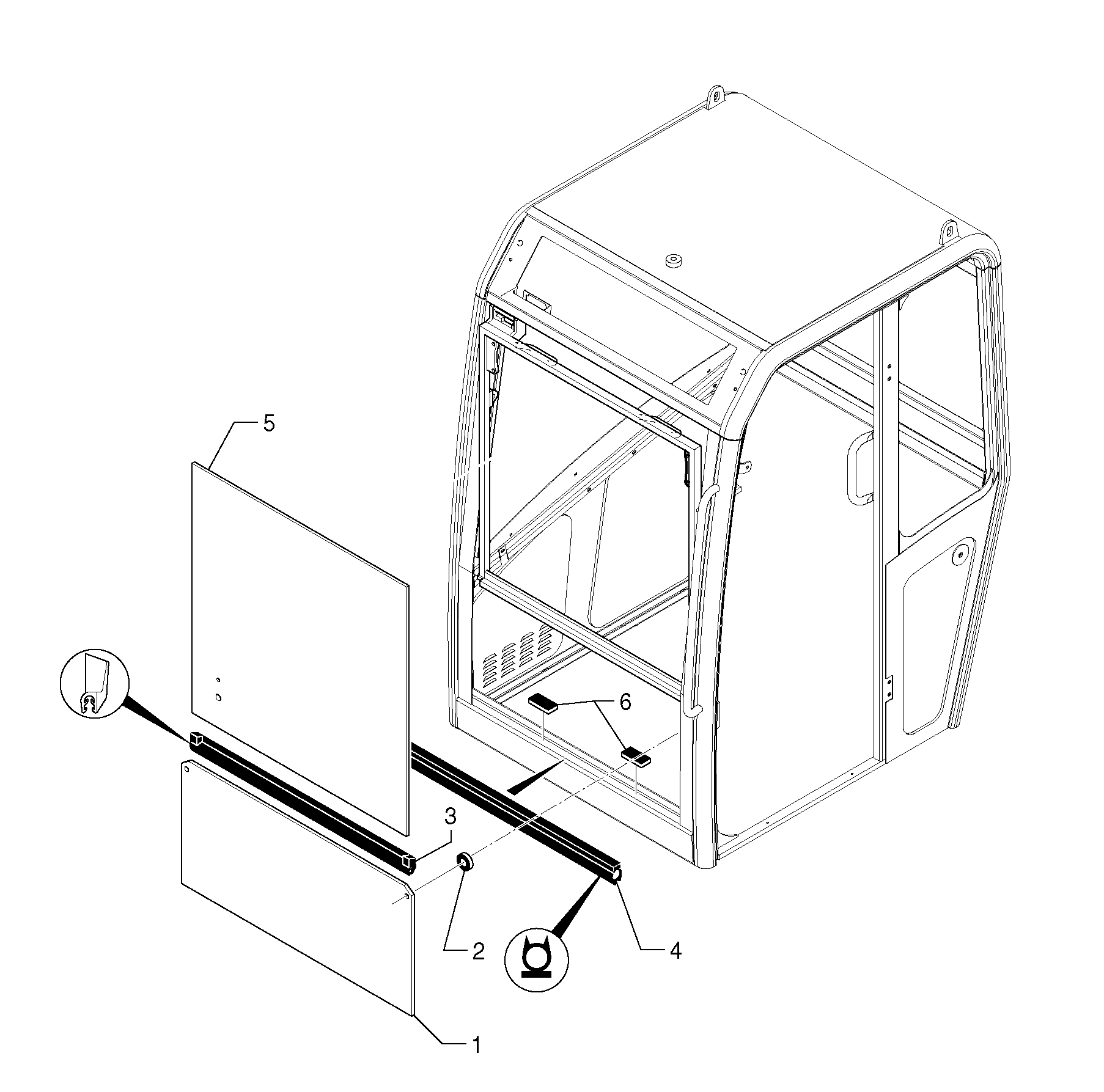 Схема запчастей Volvo EC15 - 68531 Cab : windshield EC15 TYPE 261 XT/XTV