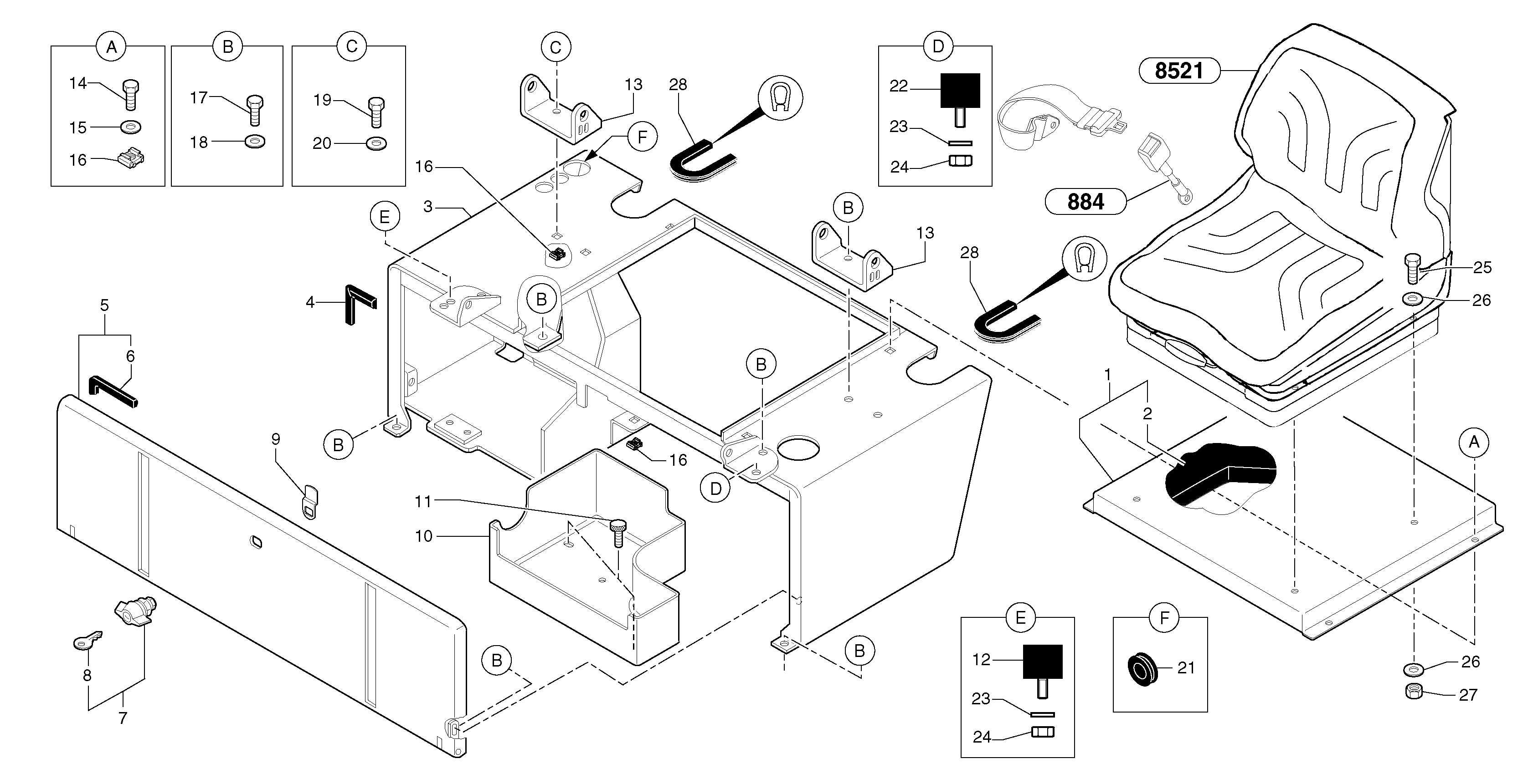 Схема запчастей Volvo EC15 - 69200 Operators station : plating / canopy EC15 TYPE 261 XT/XTV