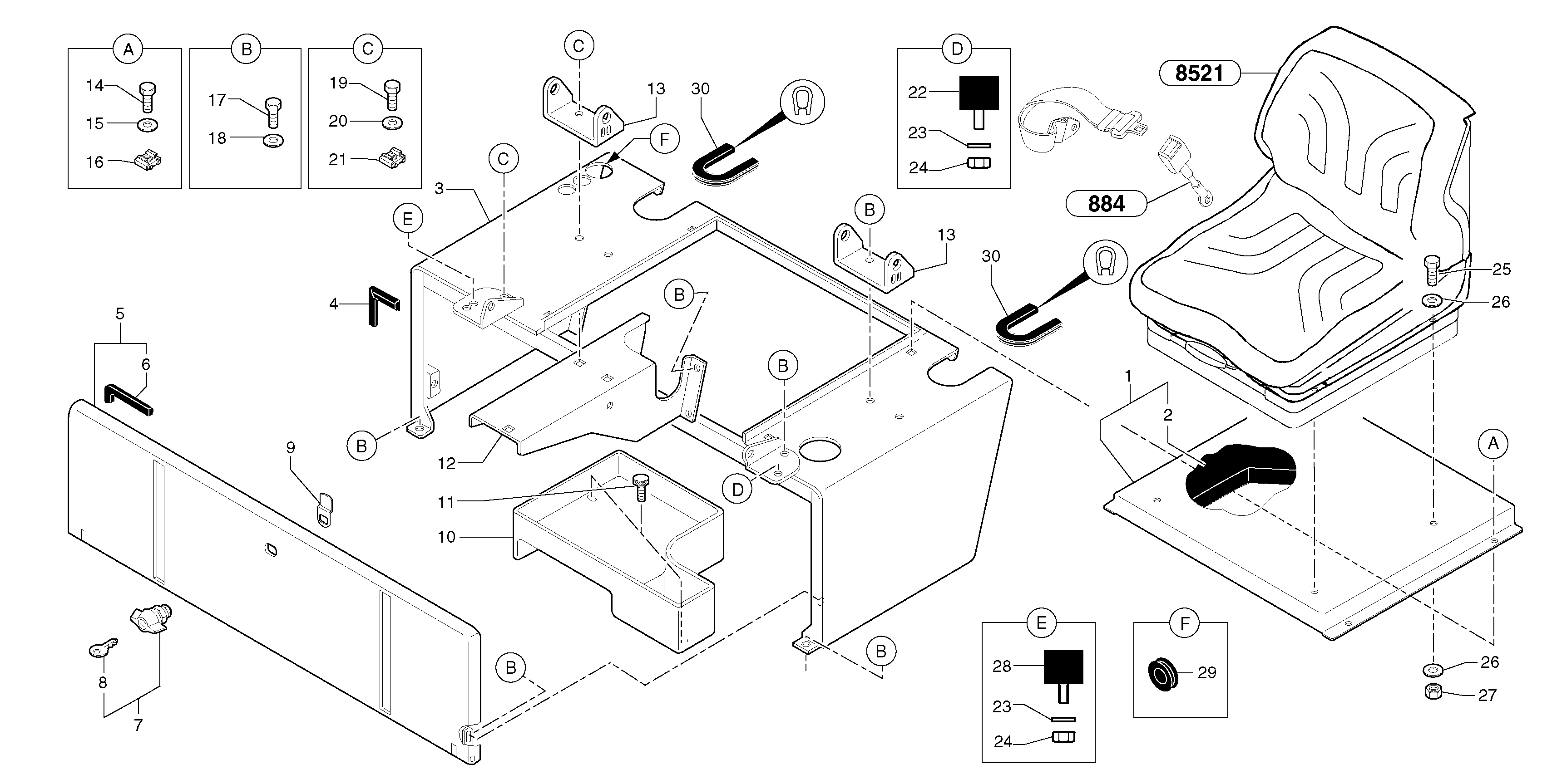 Схема запчастей Volvo EC15 - 70916 Operators station : plating / canopy EC15 TYPE 261 XT/XTV