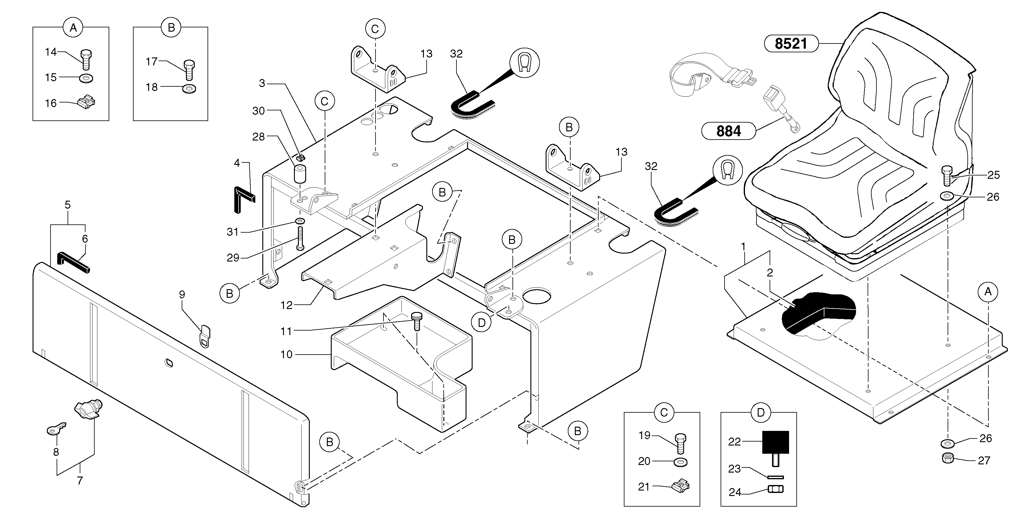 Схема запчастей Volvo EC15 - 73915 Operators station : plating / cab EC15 TYPE 261 XT/XTV