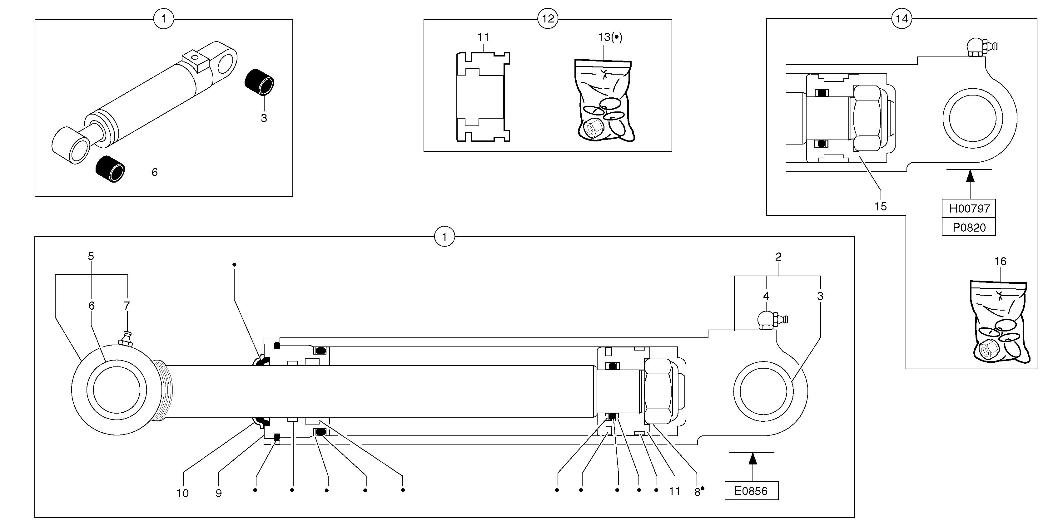 Схема запчастей Volvo EC15 - 6553 Dipper arm cylinder EC15 TYPE 265 XR
