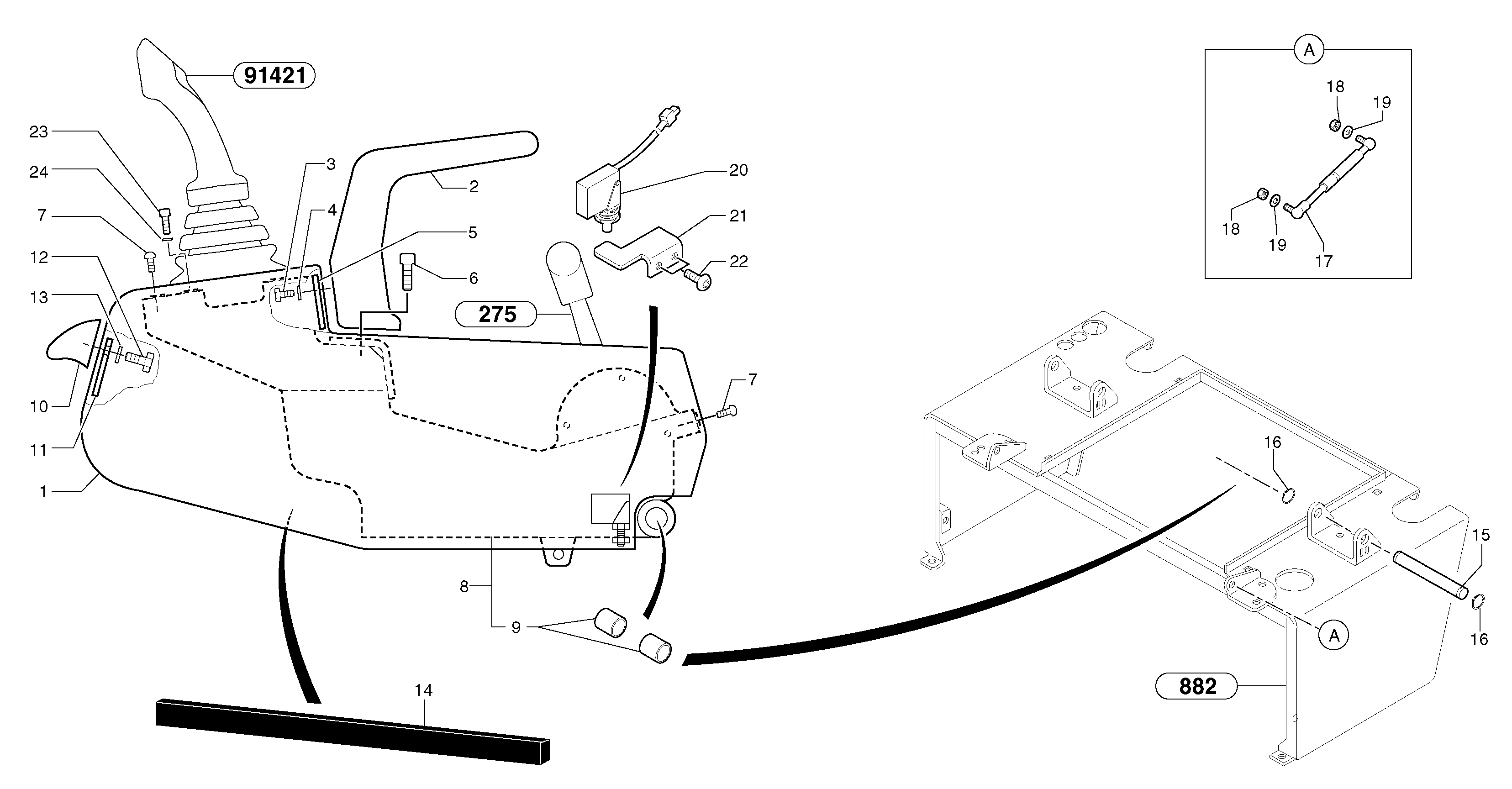Схема запчастей Volvo EC15 - 104017 Operators station : instrument panel ( left ) EC15 TYPE 261 XT/XTV