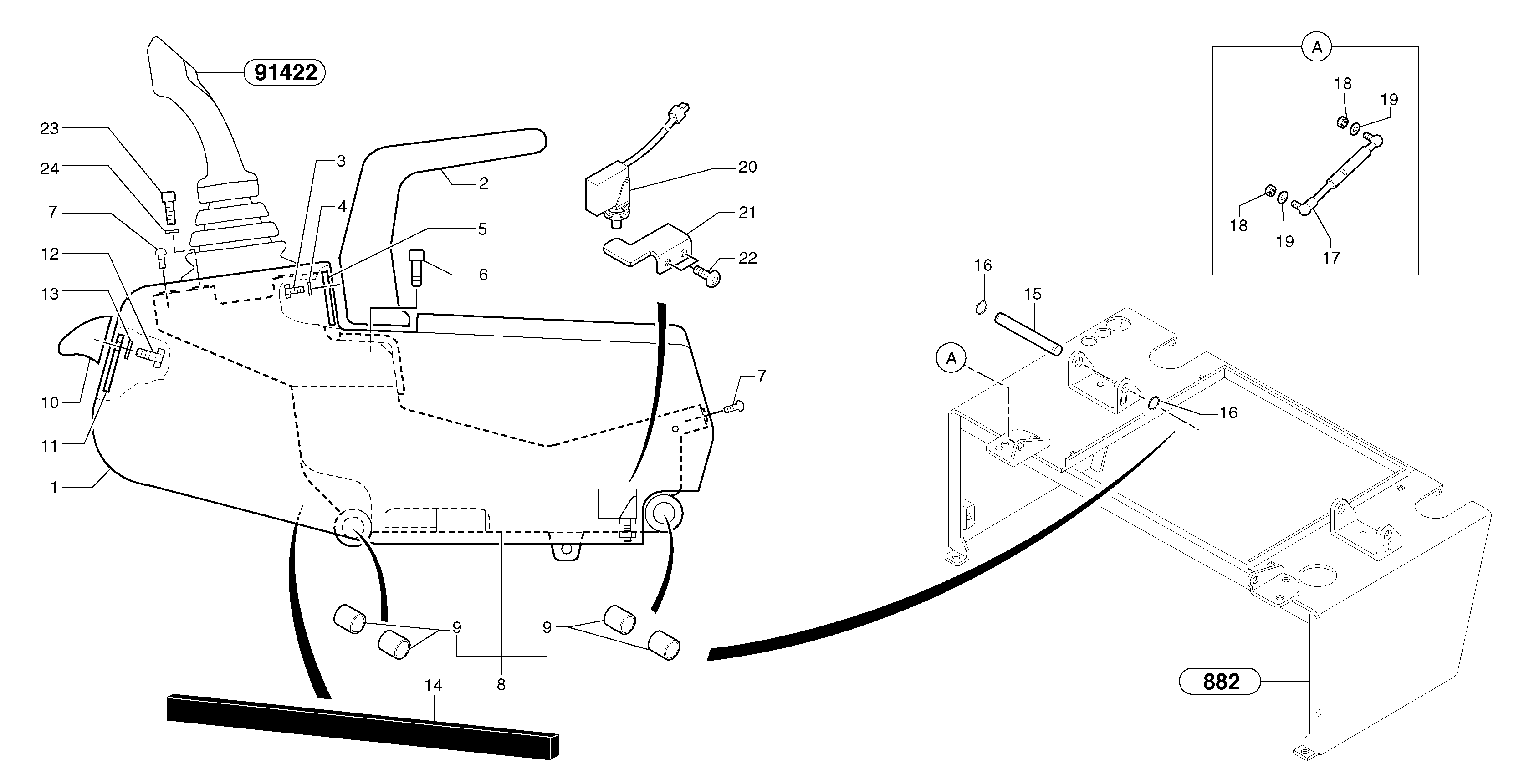 Схема запчастей Volvo EC15 - 96014 Operators station : instrument panel ( right ) EC15 TYPE 261 XT/XTV