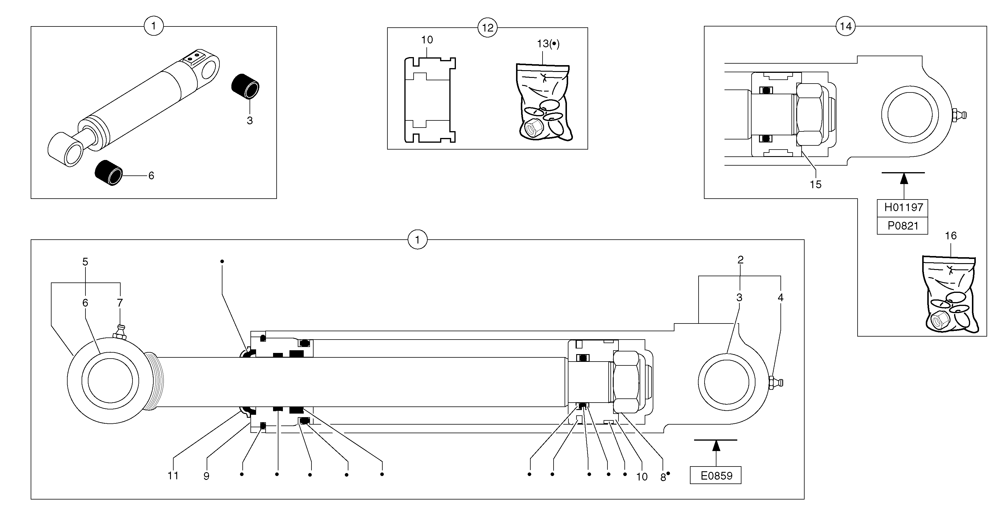 Схема запчастей Volvo EC15 - 73289 Цилиндр ковша EC15 TYPE 265 XR