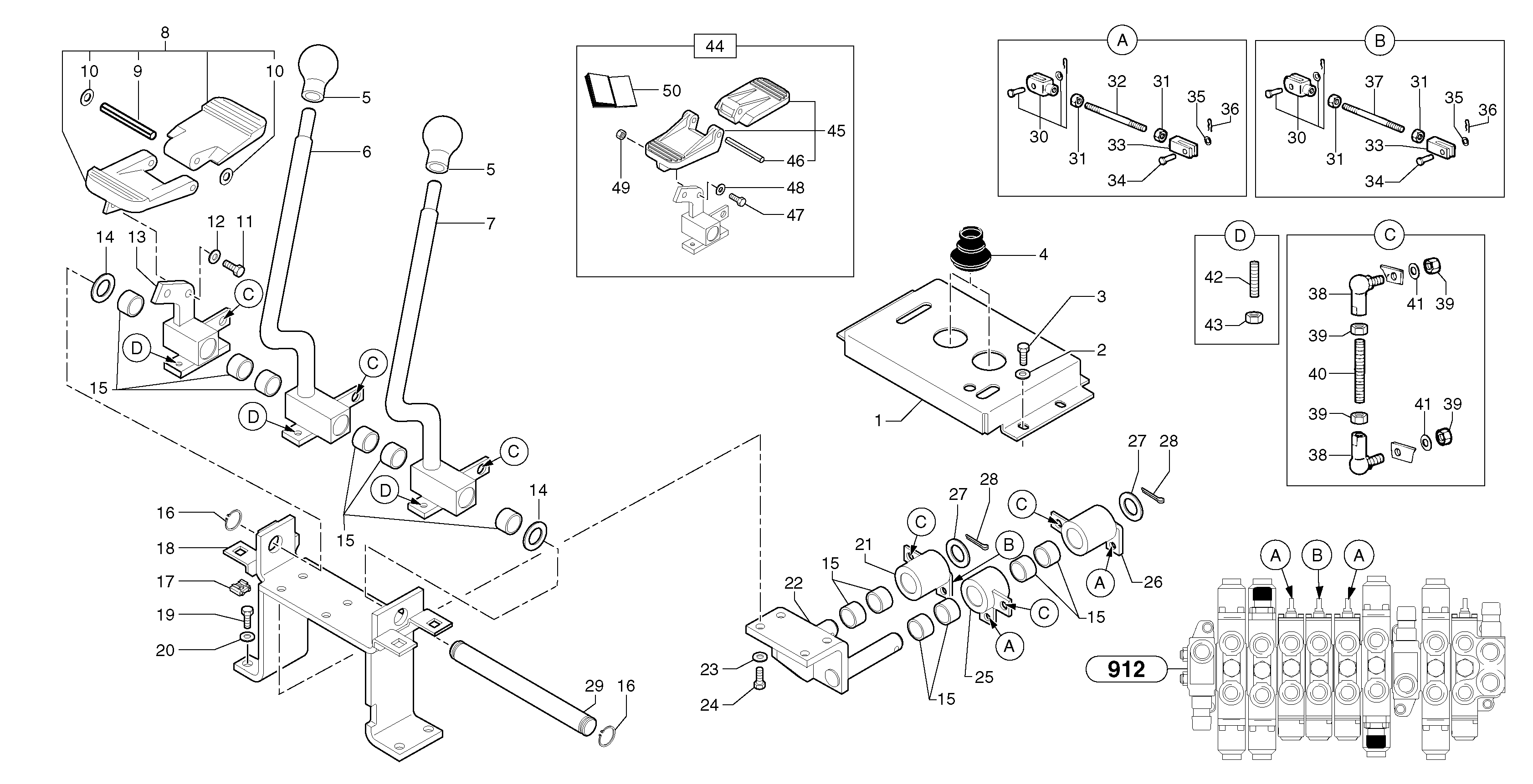 Схема запчастей Volvo EC15 - 103561 Control levers : travelling / accessories EC15 TYPE 261 XT/XTV