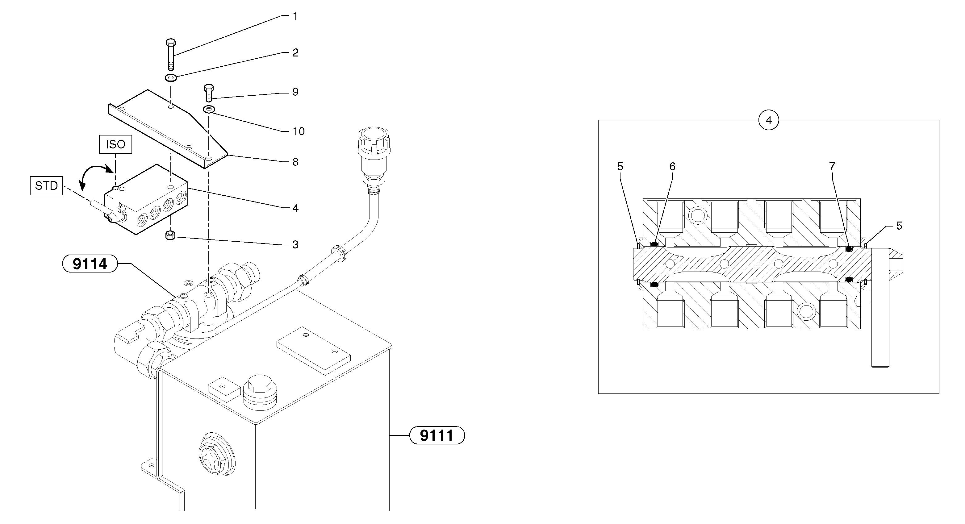 Схема запчастей Volvo EC15 - 104716 Std or Iso equipment control selector switch (us) EC15 TYPE 261 XT/XTV