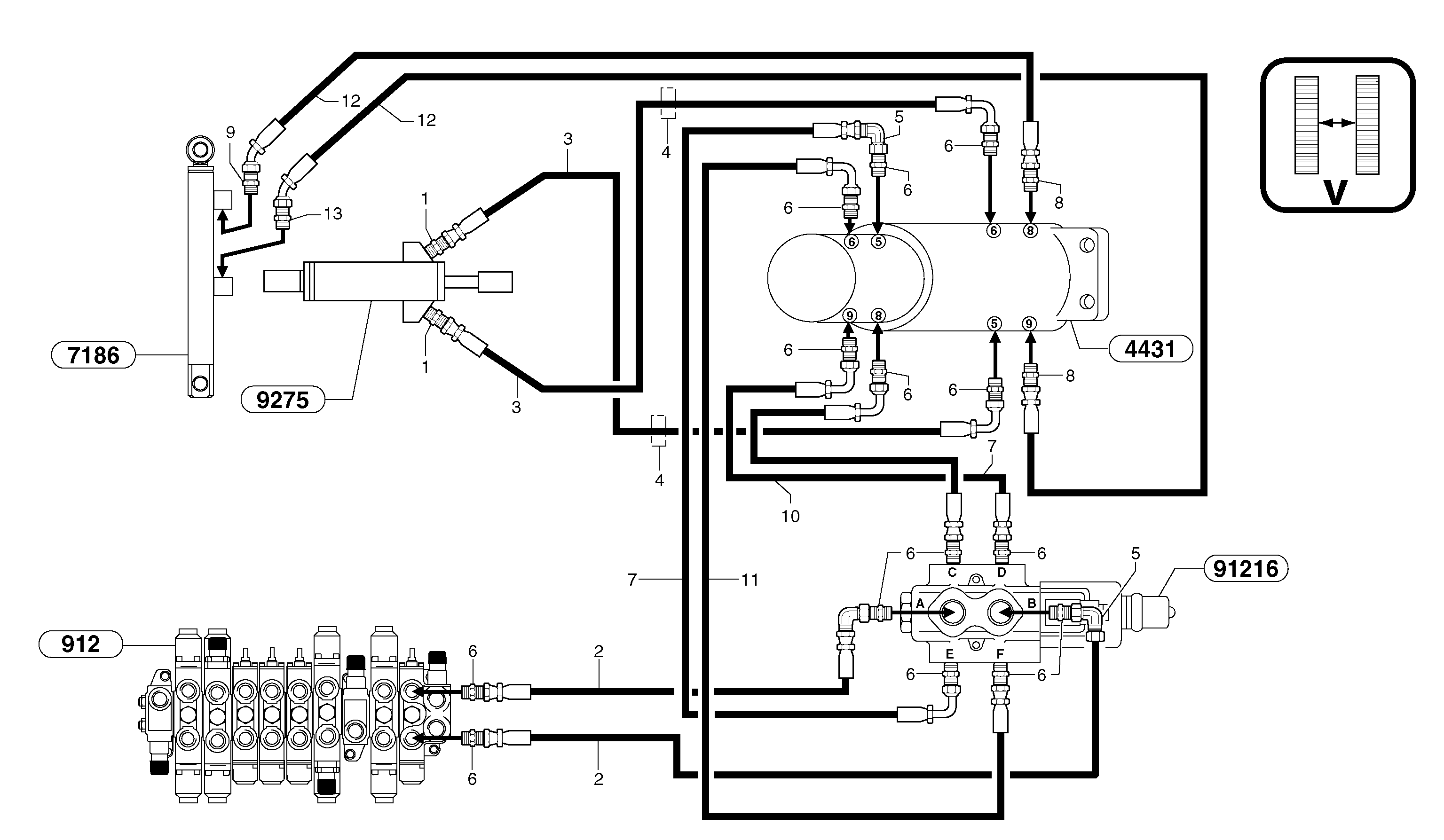 Схема запчастей Volvo EC15 - 102467 Hydr. circuit. ( dozer blade ) variable track EC15 TYPE 261 XT/XTV