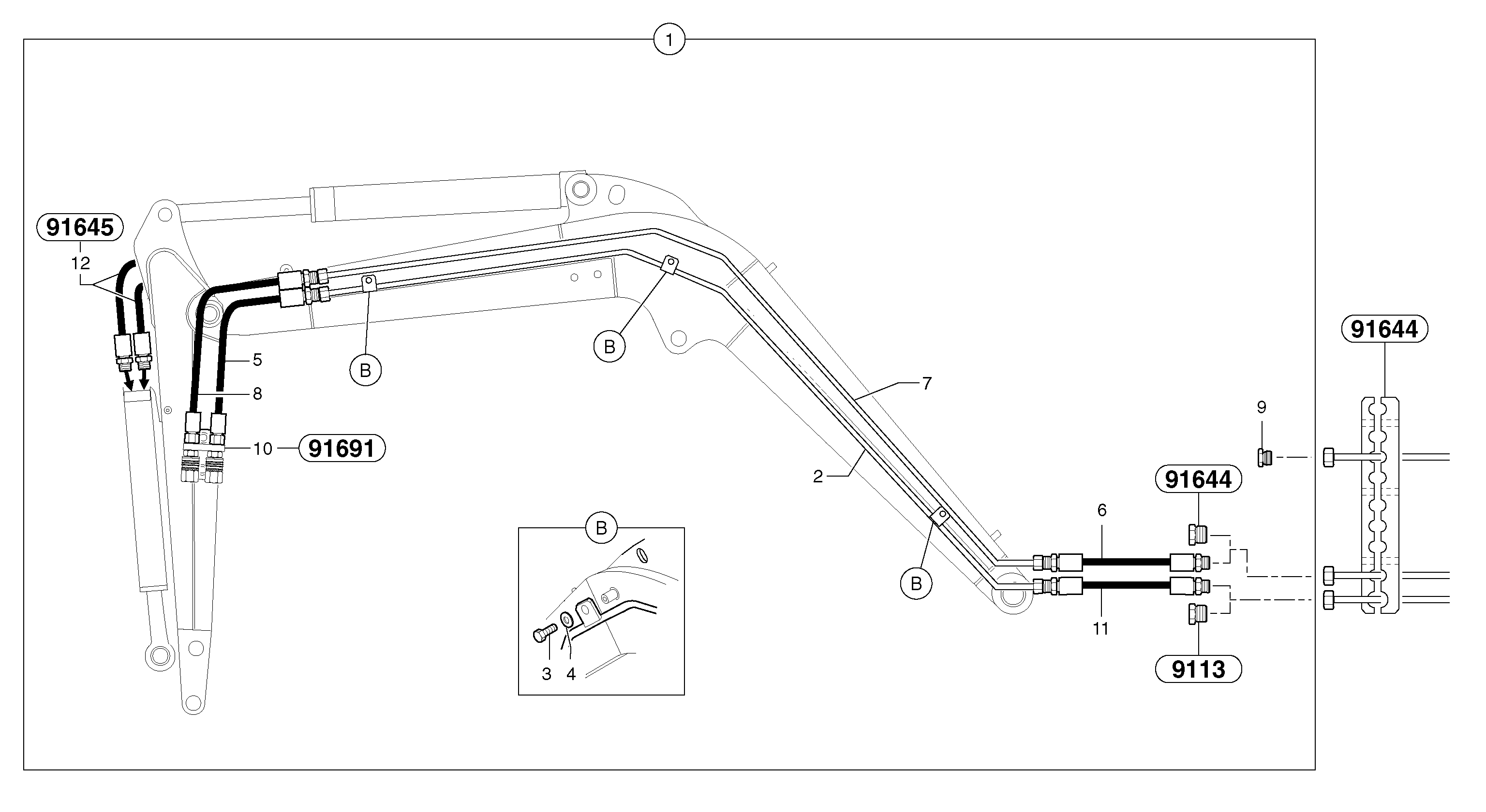 Схема запчастей Volvo EC15 - 29312 Hydraulic circuit ( accessories ) EC15 TYPE 261 XT/XTV