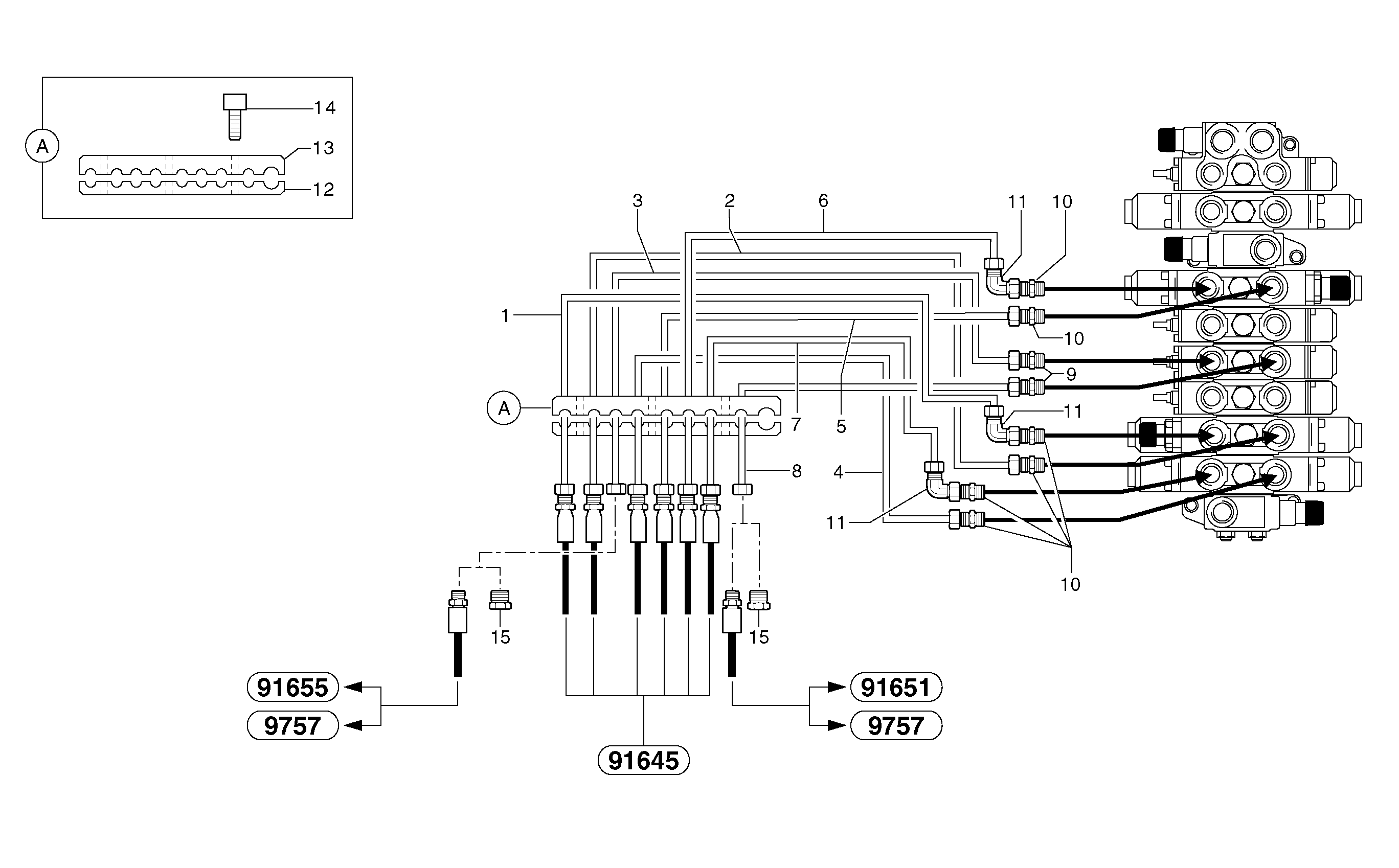 Схема запчастей Volvo EC15 - 5982 Hydraulic circuit ( platform ) EC15 TYPE 261 XT/XTV