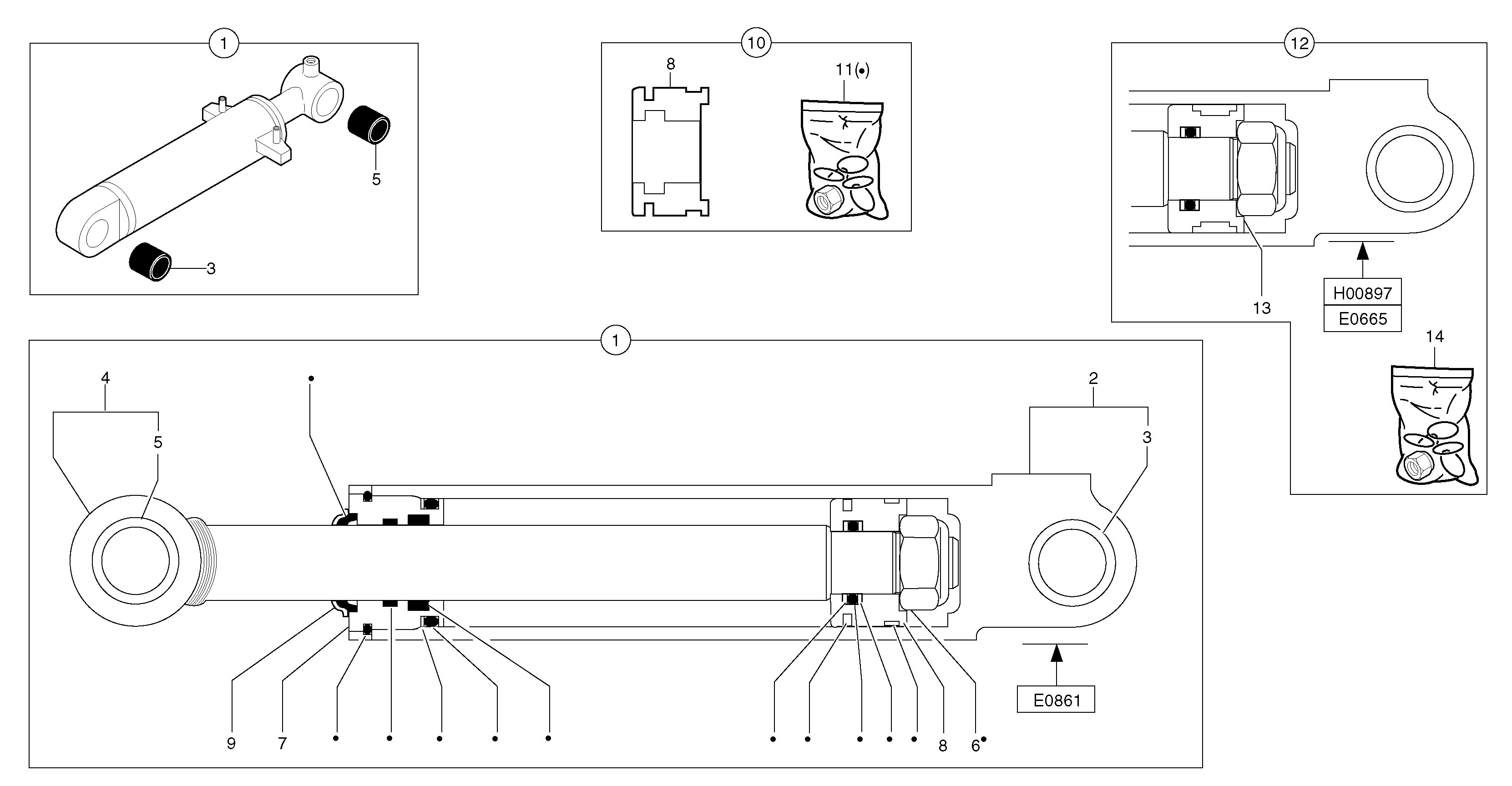 Схема запчастей Volvo EC15 - 6056 Гидроцилиндр отвала EC15 TYPE 261 XT/XTV