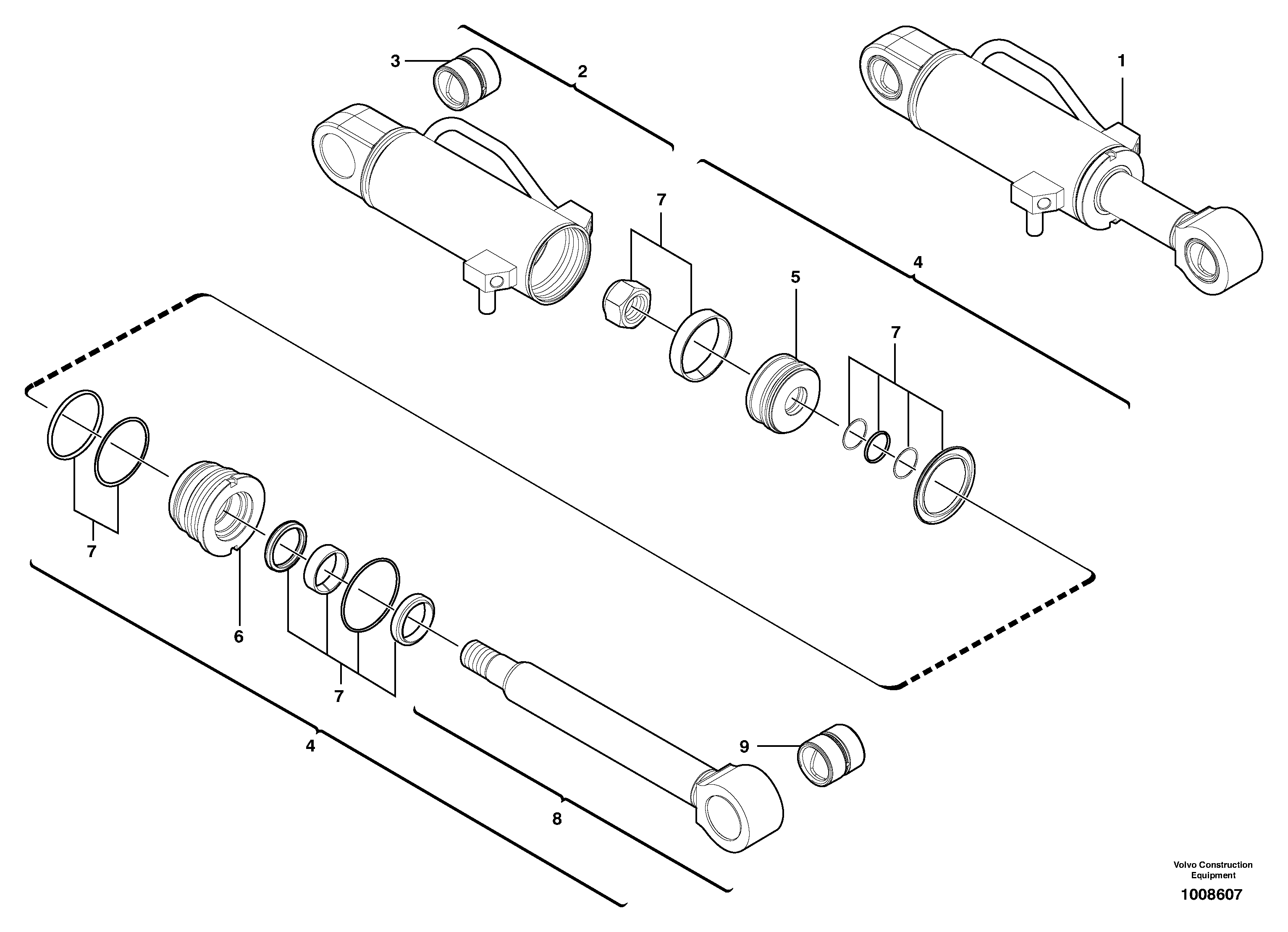 Схема запчастей Volvo EC15 - 6072 Dozer blade cylinder / variable track EC15 TYPE 261 XT/XTV
