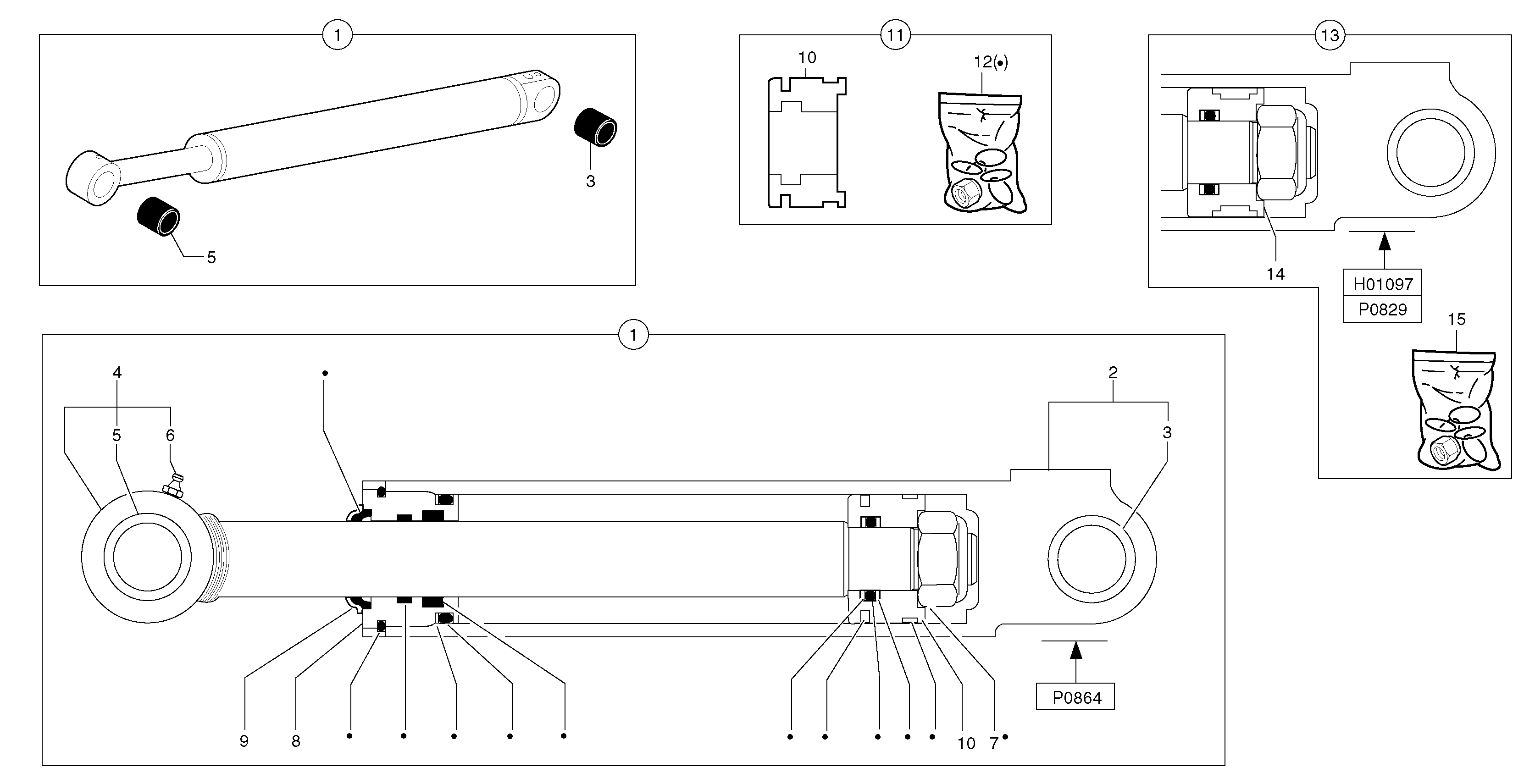 Схема запчастей Volvo EC15 - 6074 Boom offset cylinder EC15 TYPE 261 XT/XTV