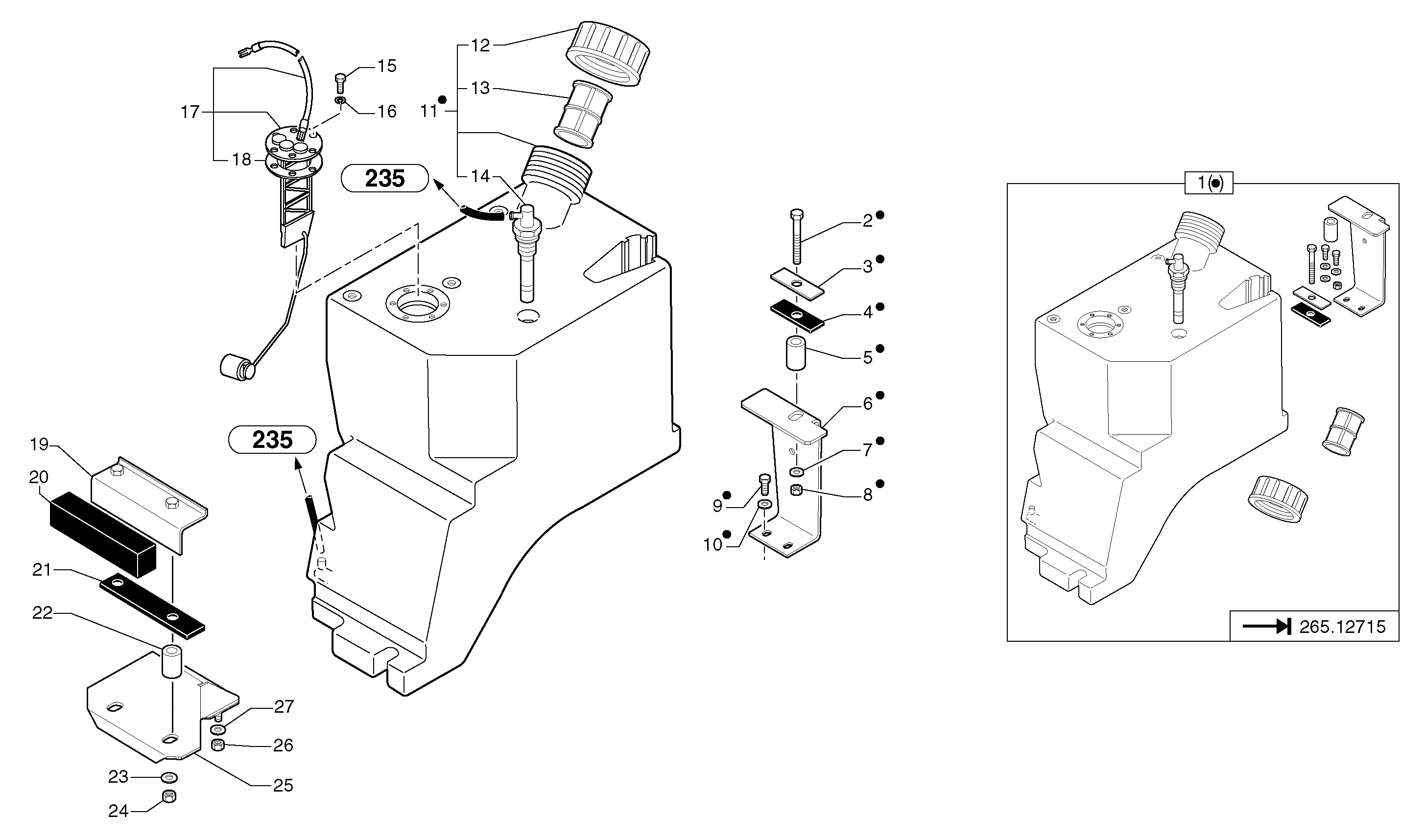 Схема запчастей Volvo EC15 - 41597 Gas-oil tank EC15 TYPE 265 XR