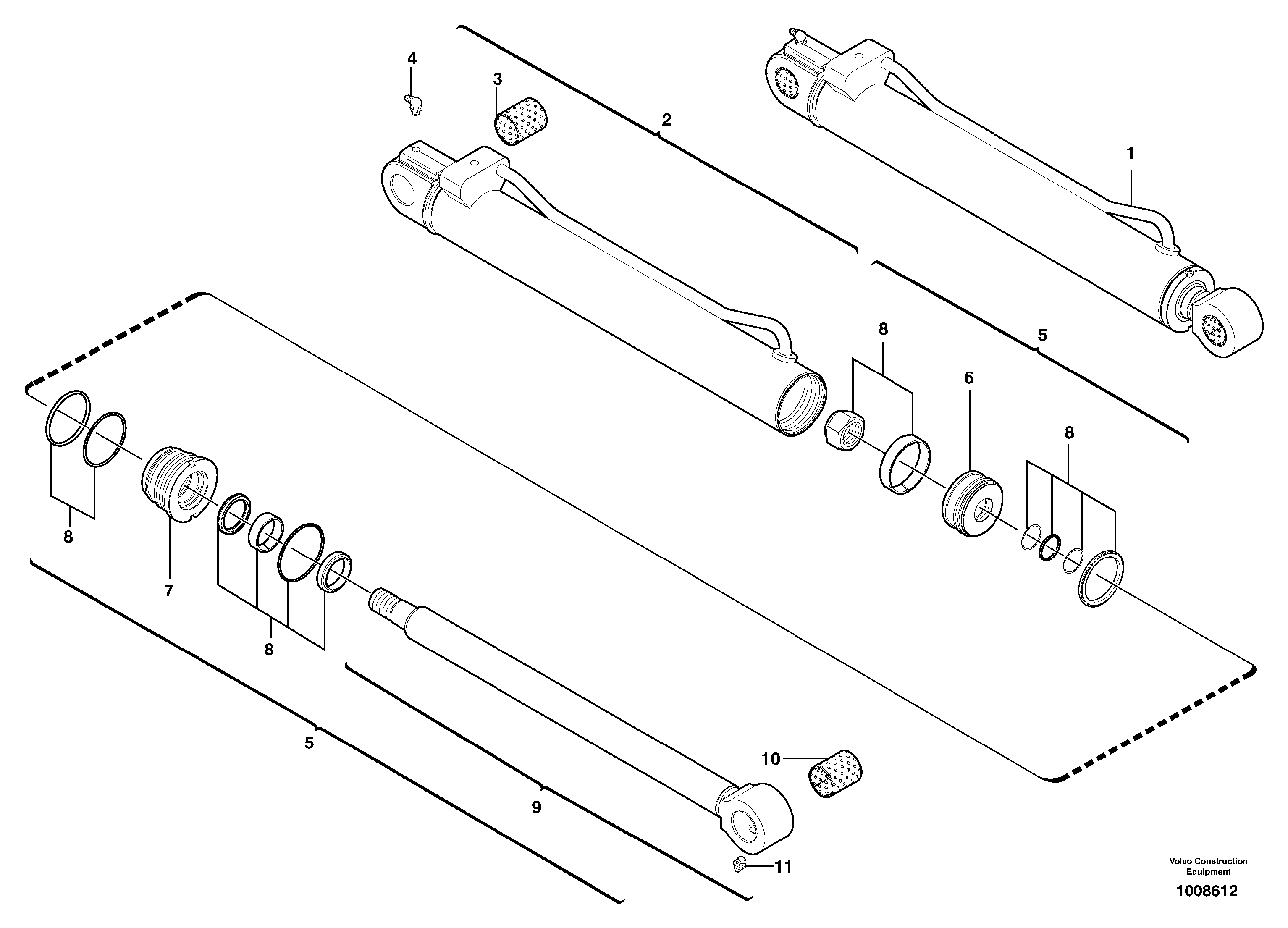 Схема запчастей Volvo EC15 - 8965 Dipper arm cylinder EC15 TYPE 261 XT/XTV