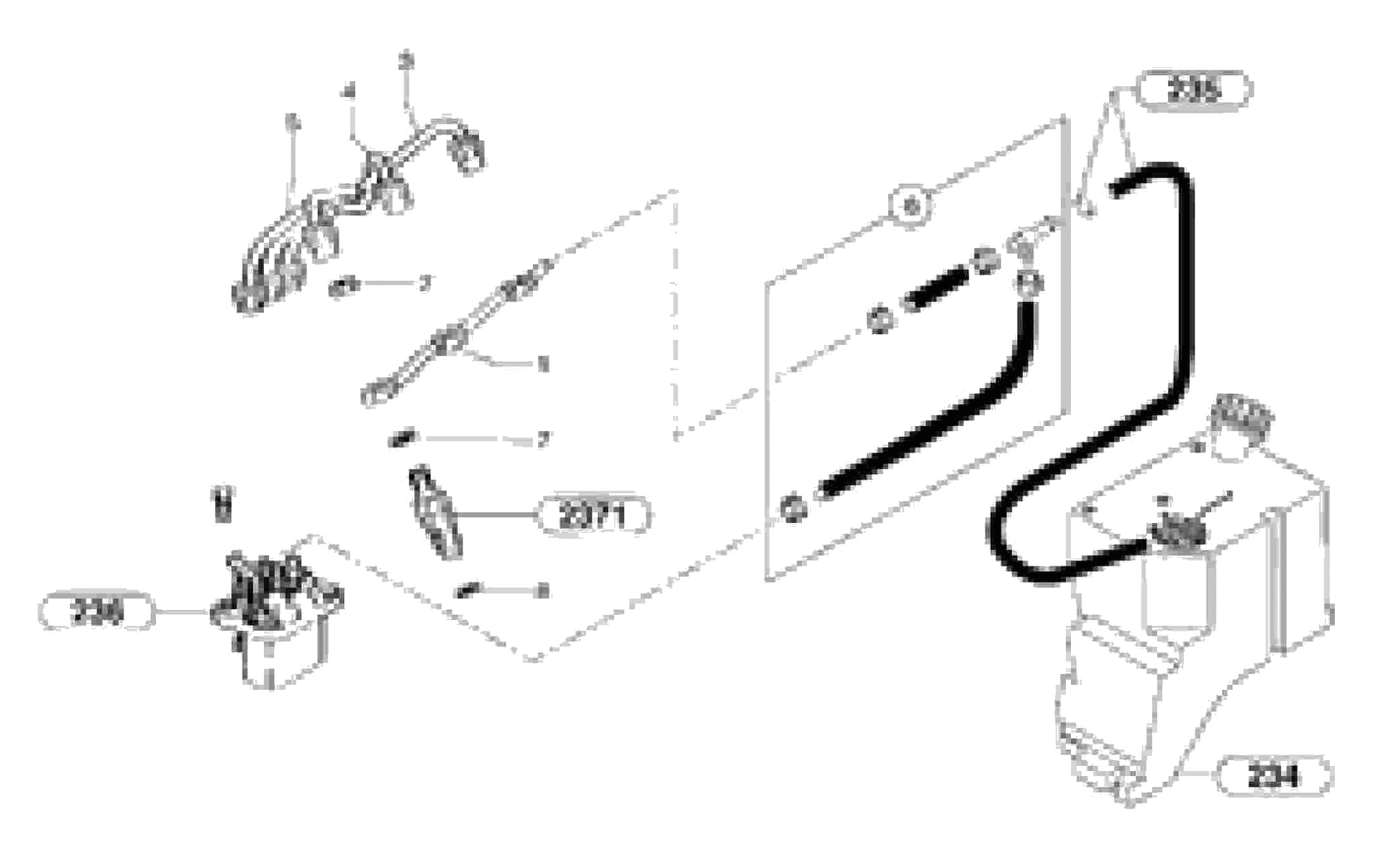 Схема запчастей Volvo EC15 - 45878 Fuel circuit : injection pump EC15 TYPE 265 XR
