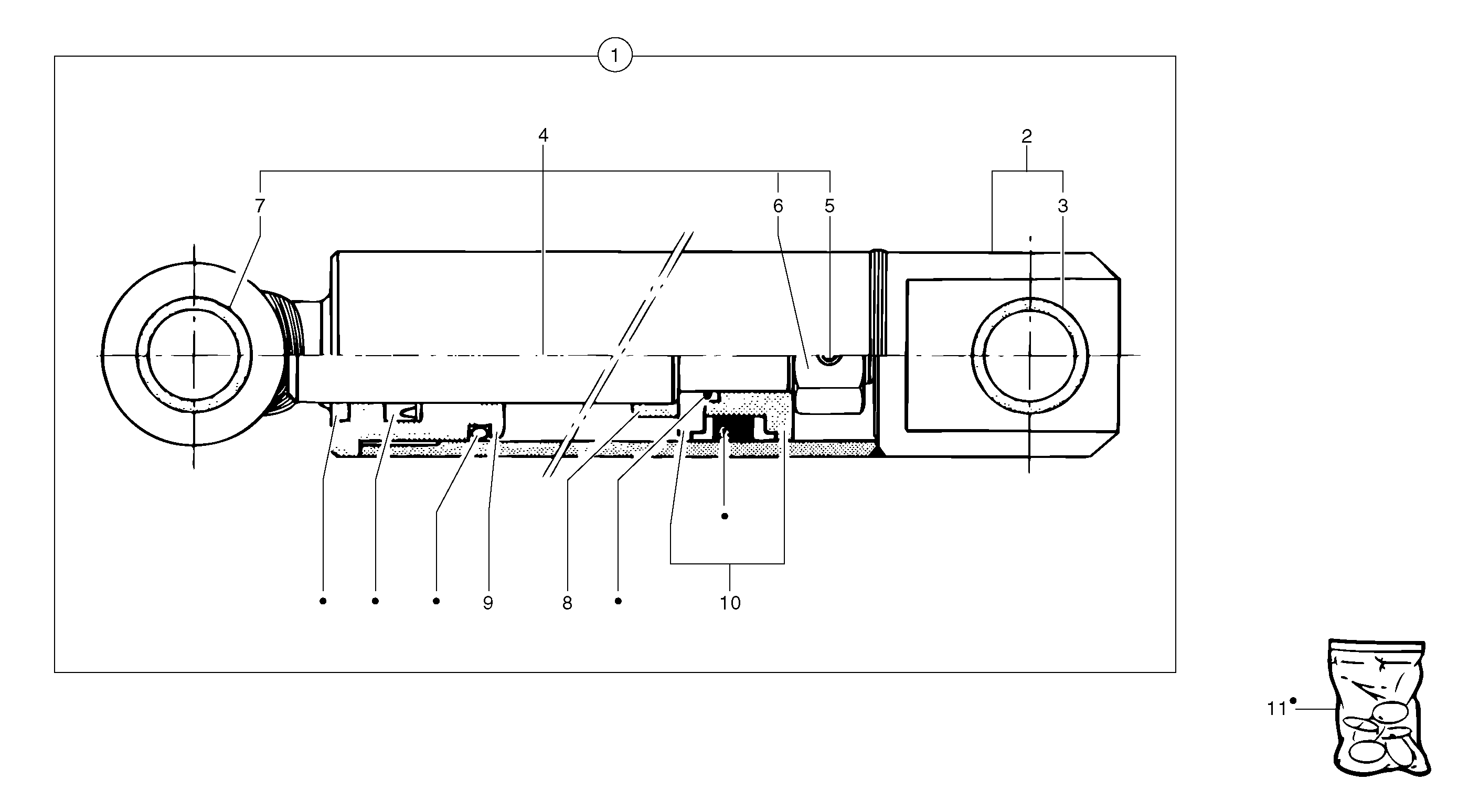 Схема запчастей Volvo EC15 - 9554 Telescopic arm cylinder EC15 TYPE 261 XT/XTV