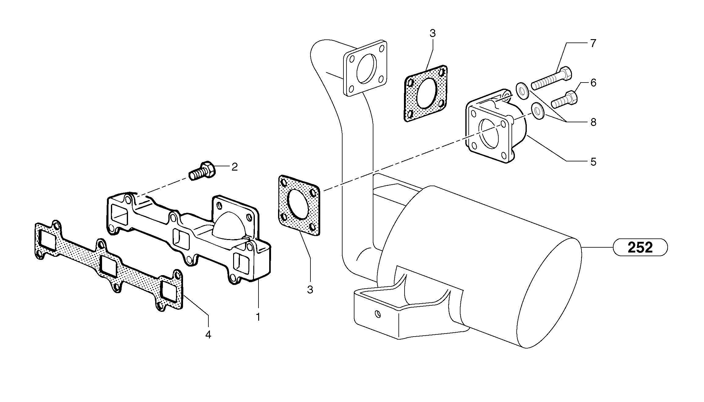 Схема запчастей Volvo EC15 - 4045 Коллектор (труба) выпускной EC15 TYPE 265 XR
