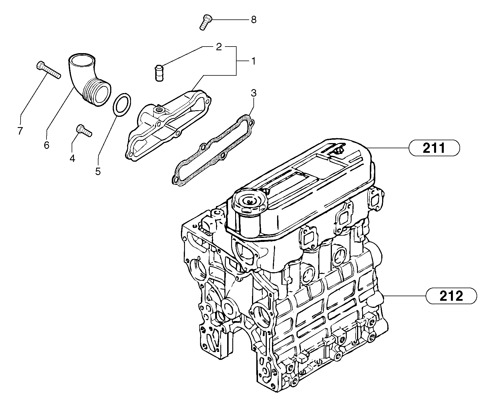 Схема запчастей Volvo EC15 - 4048 Впускной коллектор (труба) EC15 TYPE 265 XR