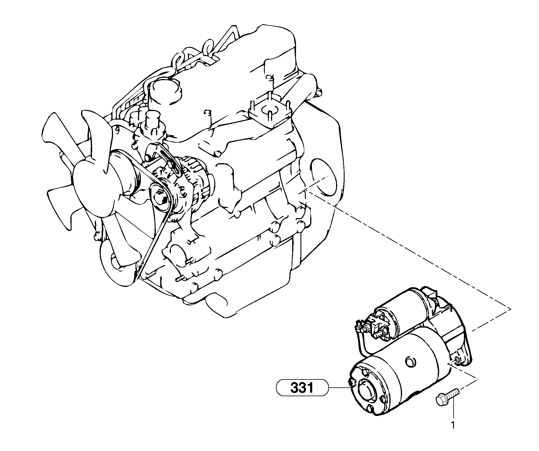Схема запчастей Volvo EC15 - 4880 Starter motor installation EC15 TYPE 265 XR