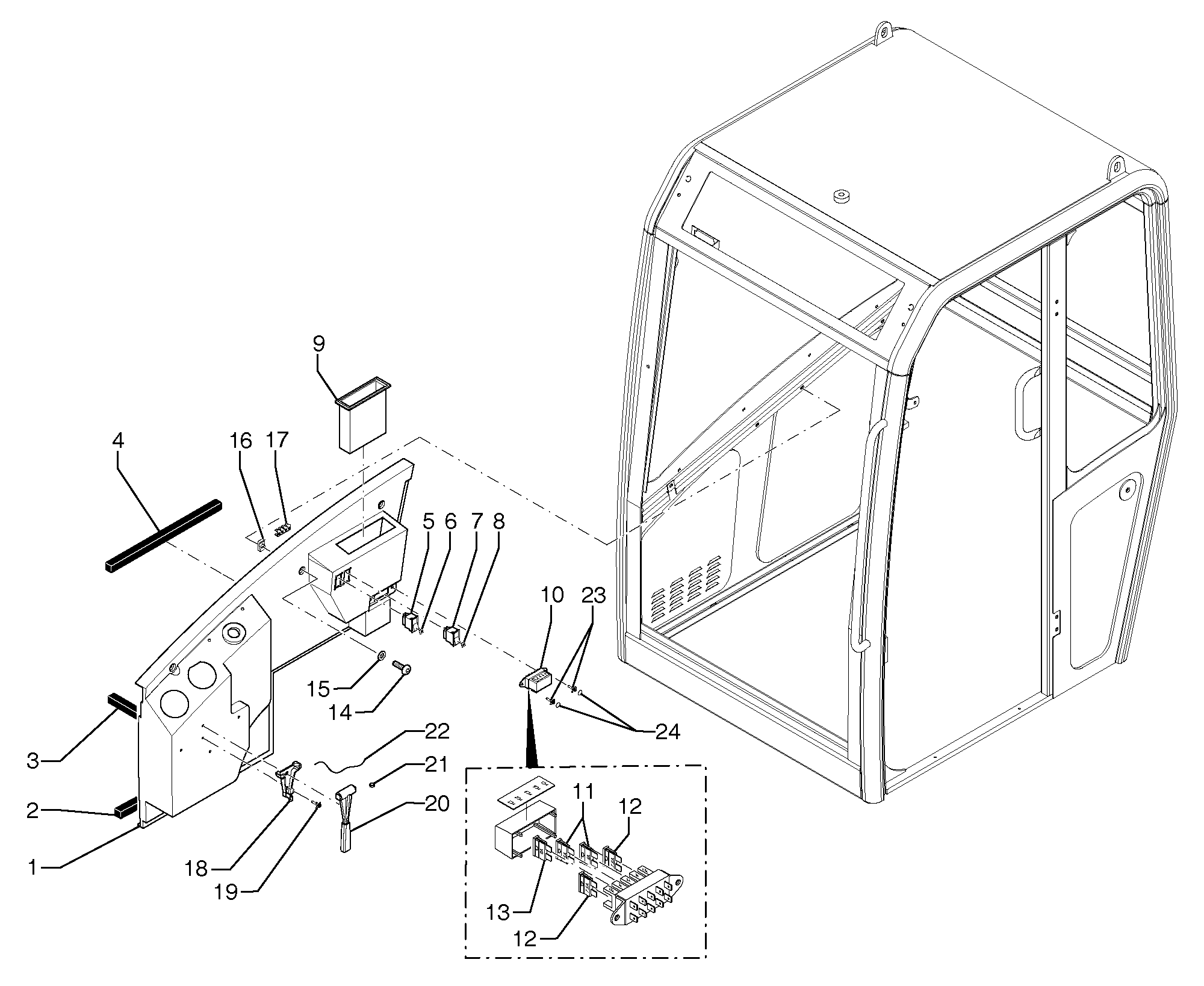 Схема запчастей Volvo EC15B - 32770 Cab : console EC15B TYPE 272 XT/XTV