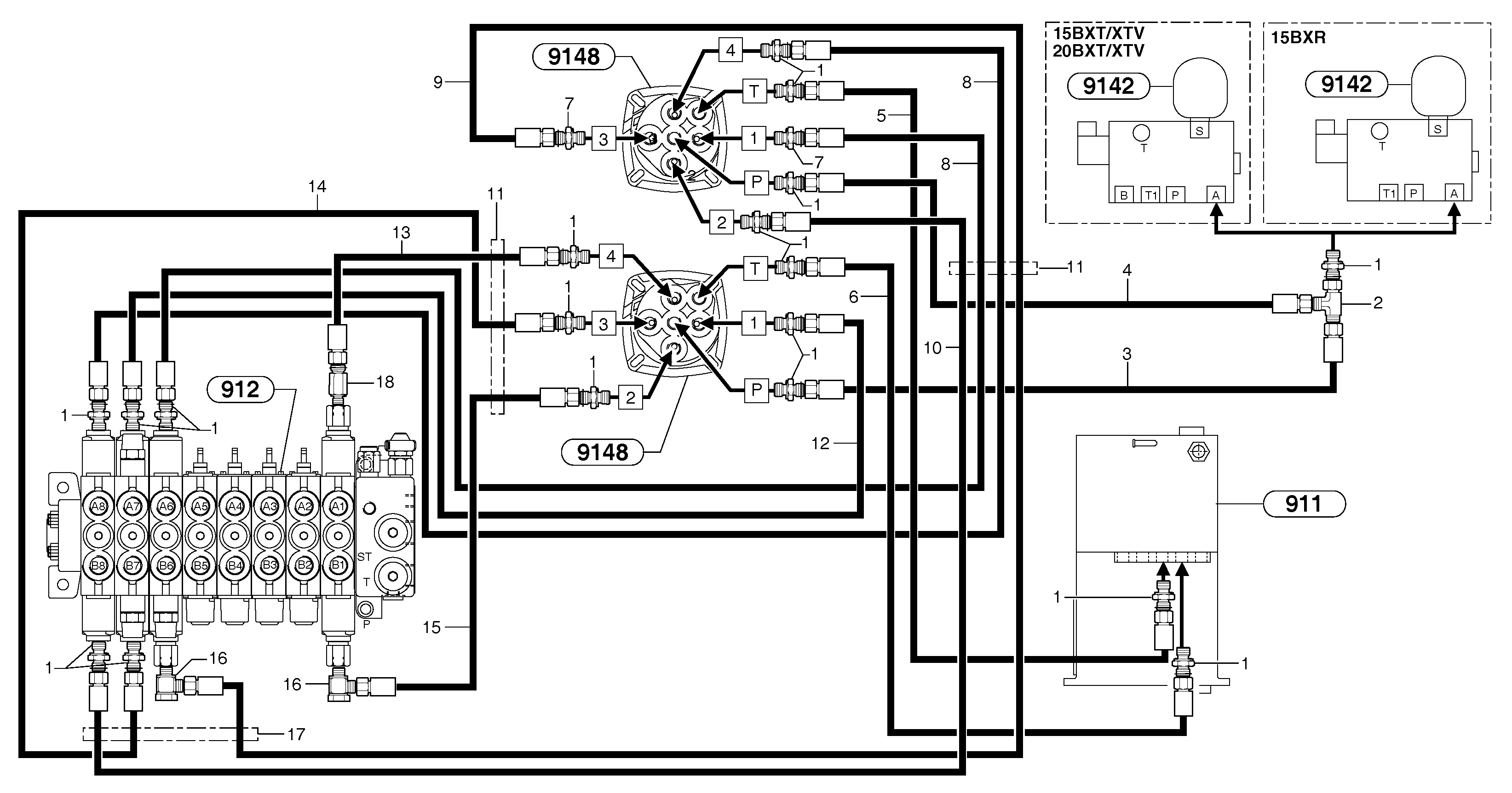 Схема запчастей Volvo EC15B - 39431 Hydr. circuit ( controls attachment ) EC15B TYPE 272 XT/XTV