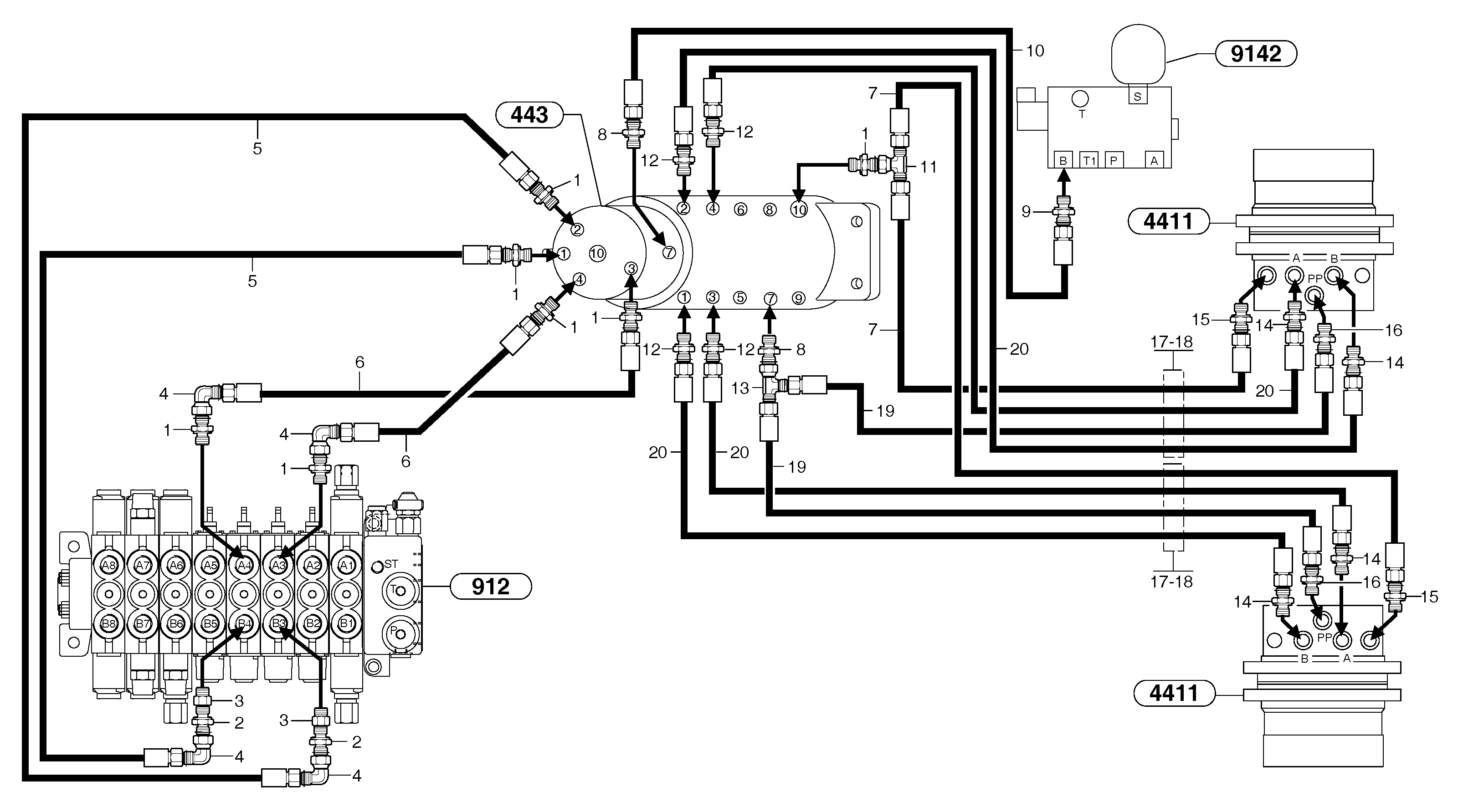 Схема запчастей Volvo EC15B - 102667 Hydr. circuit. ( travelling ) variable track EC15B TYPE 272 XT/XTV