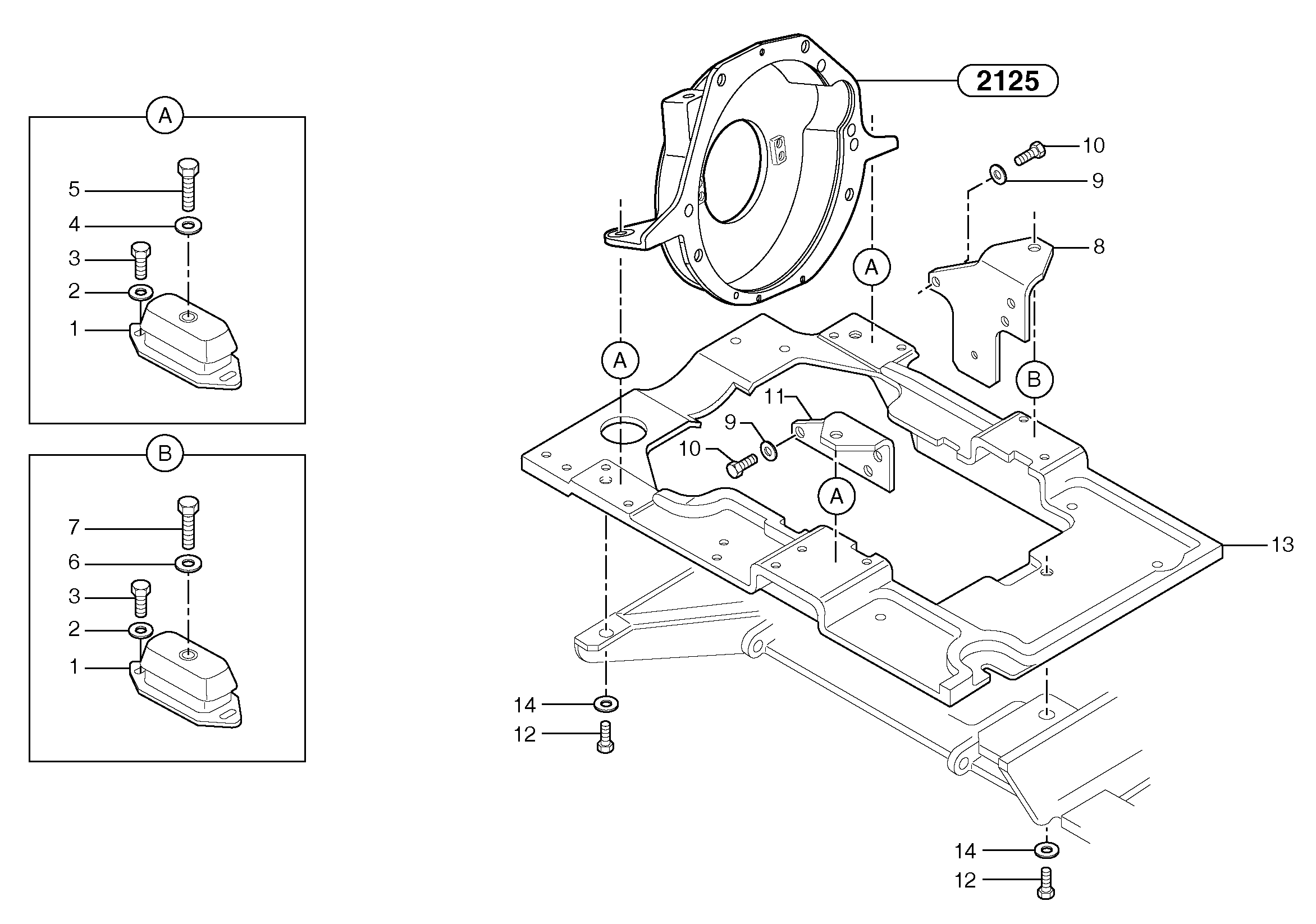 Схема запчастей Volvo EC15B - 17183 Engine mounts EC15B TYPE 272 XR