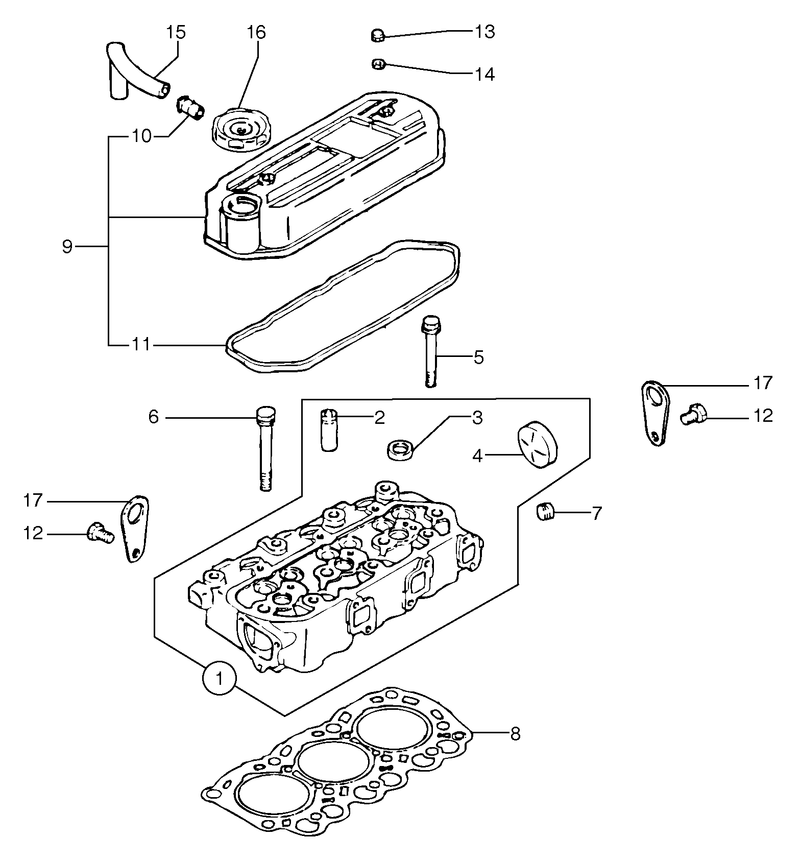 Схема запчастей Volvo EC15B - 28638 Головка блока цилиндров EC15B TYPE 272 XT/XTV