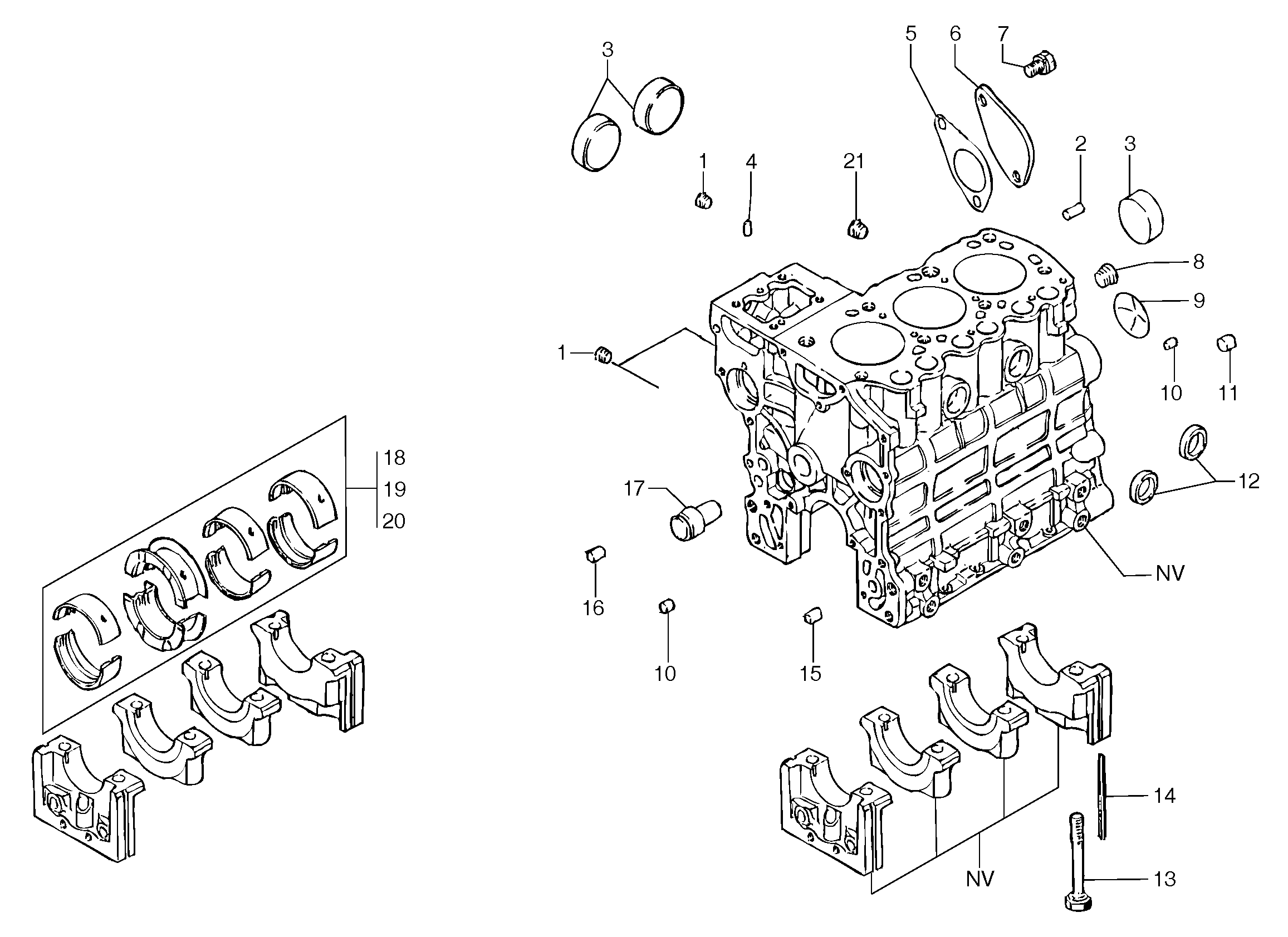 Схема запчастей Volvo EC15B - 28955 Блок цилиндров EC15B TYPE 272 XT/XTV