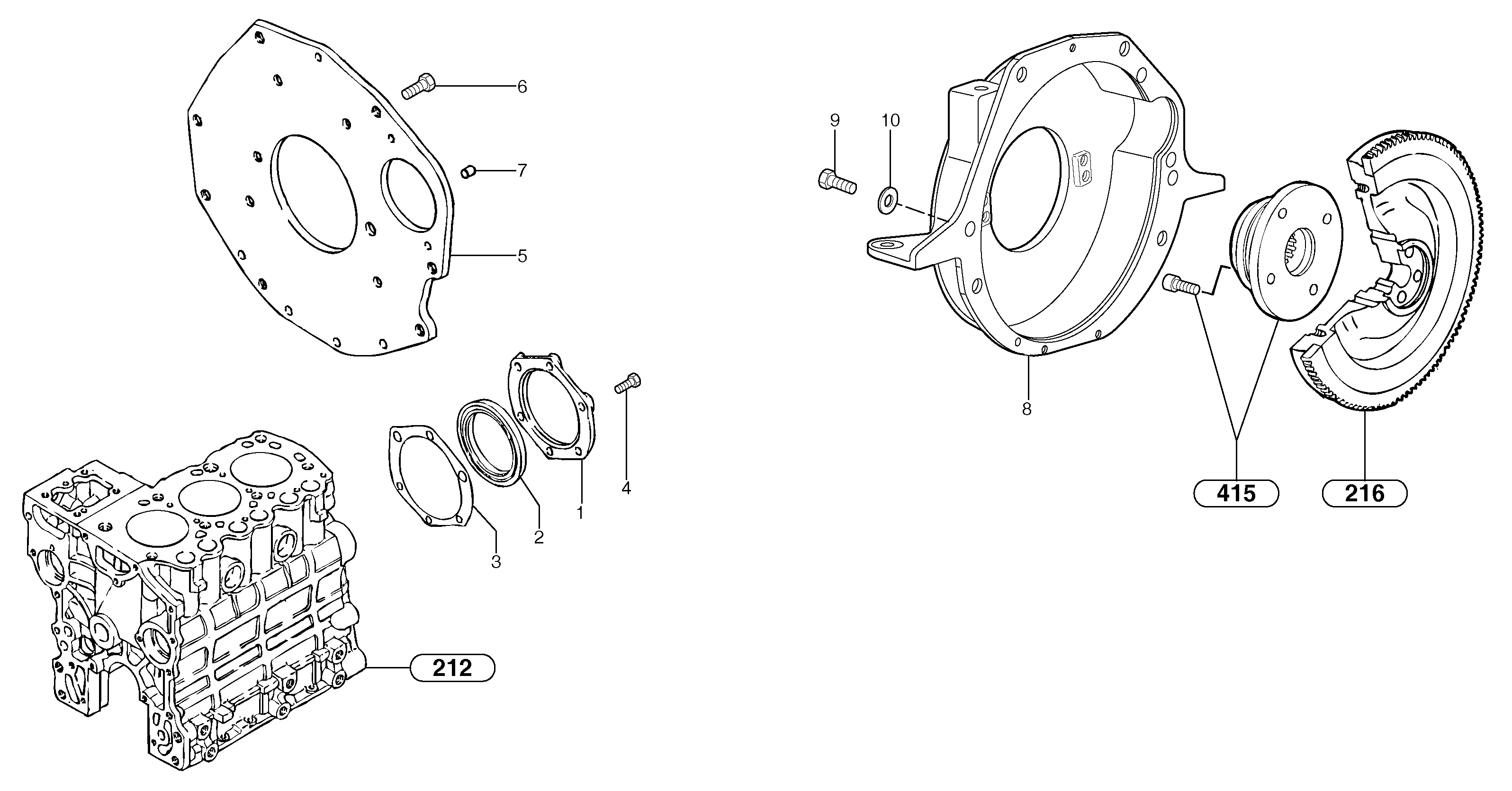 Схема запчастей Volvo EC15B - 29551 Картер маховика EC15B TYPE 272 XT/XTV
