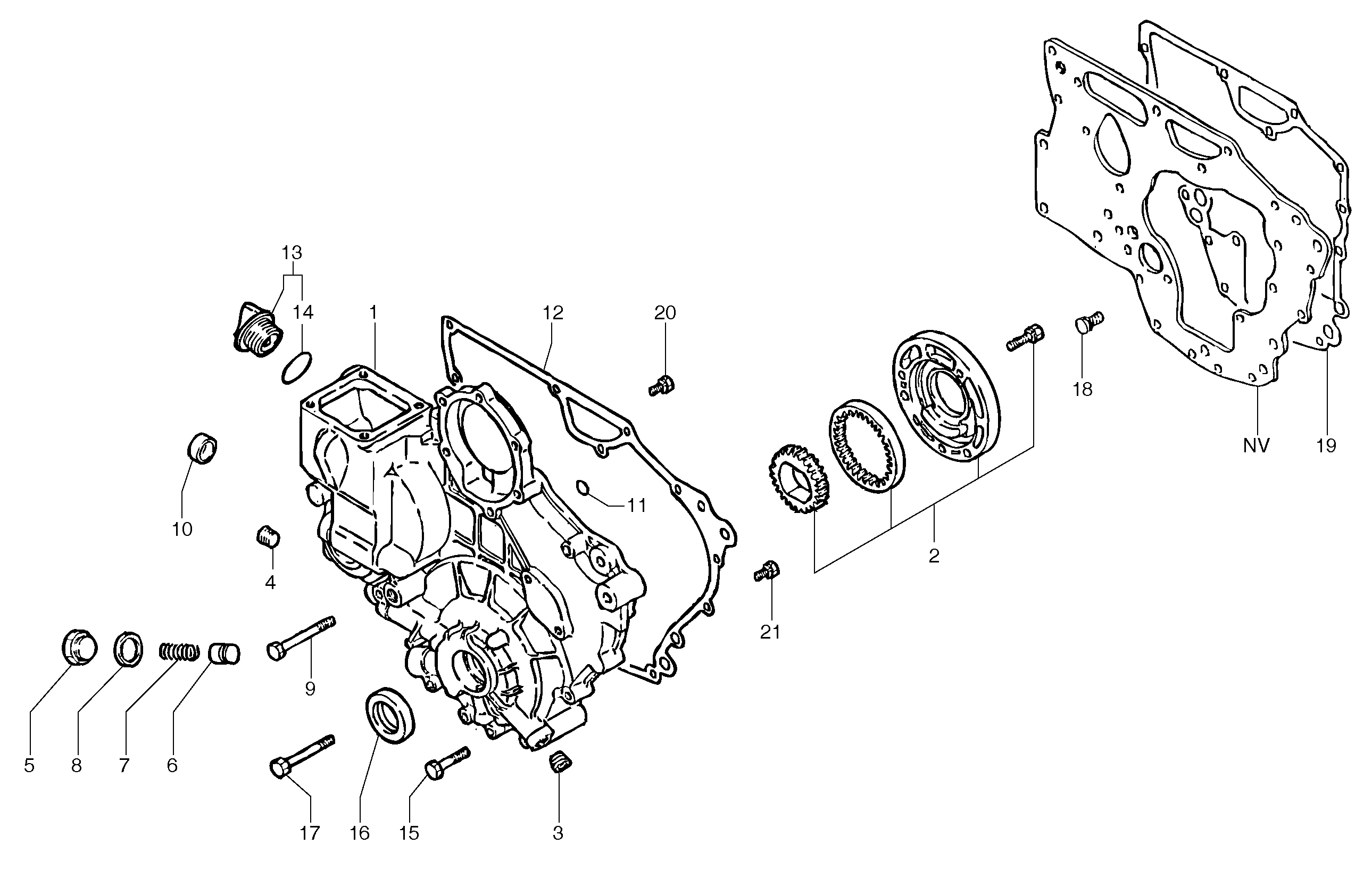 Схема запчастей Volvo EC15B - 29562 Timing gear casing EC15B TYPE 272 XT/XTV