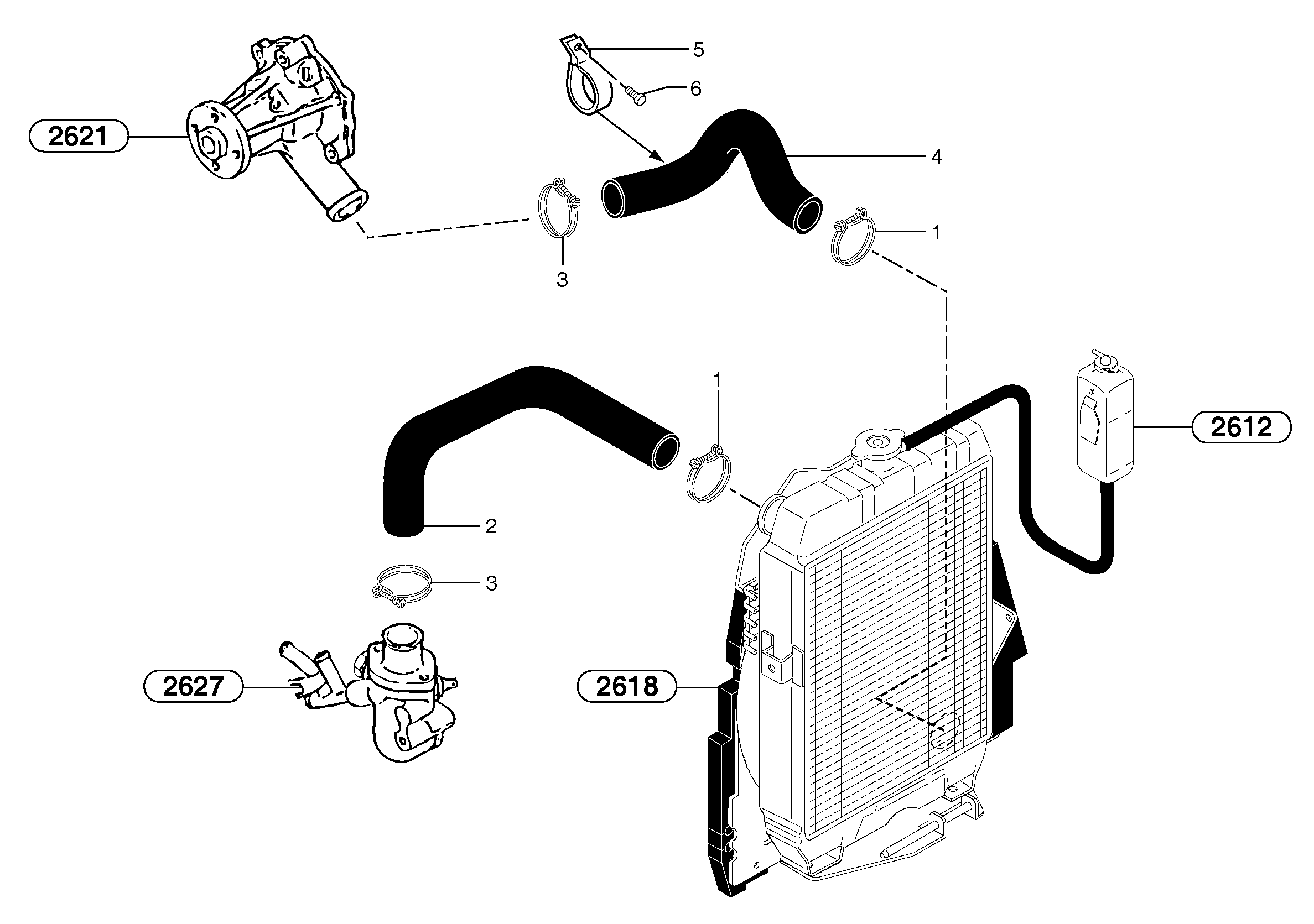 Схема запчастей Volvo EC15B - 2208 Cooling circuit EC15B TYPE 272 XR