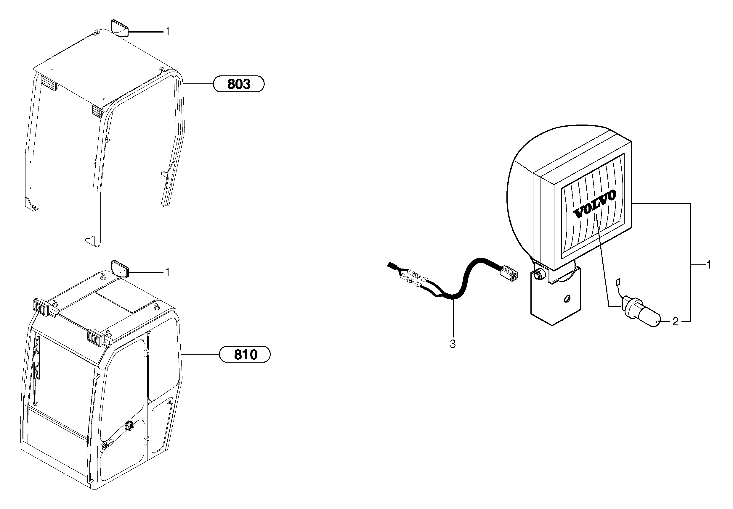 Схема запчастей Volvo EC15B - 105776 Rear headlight EC15B TYPE 272 XR