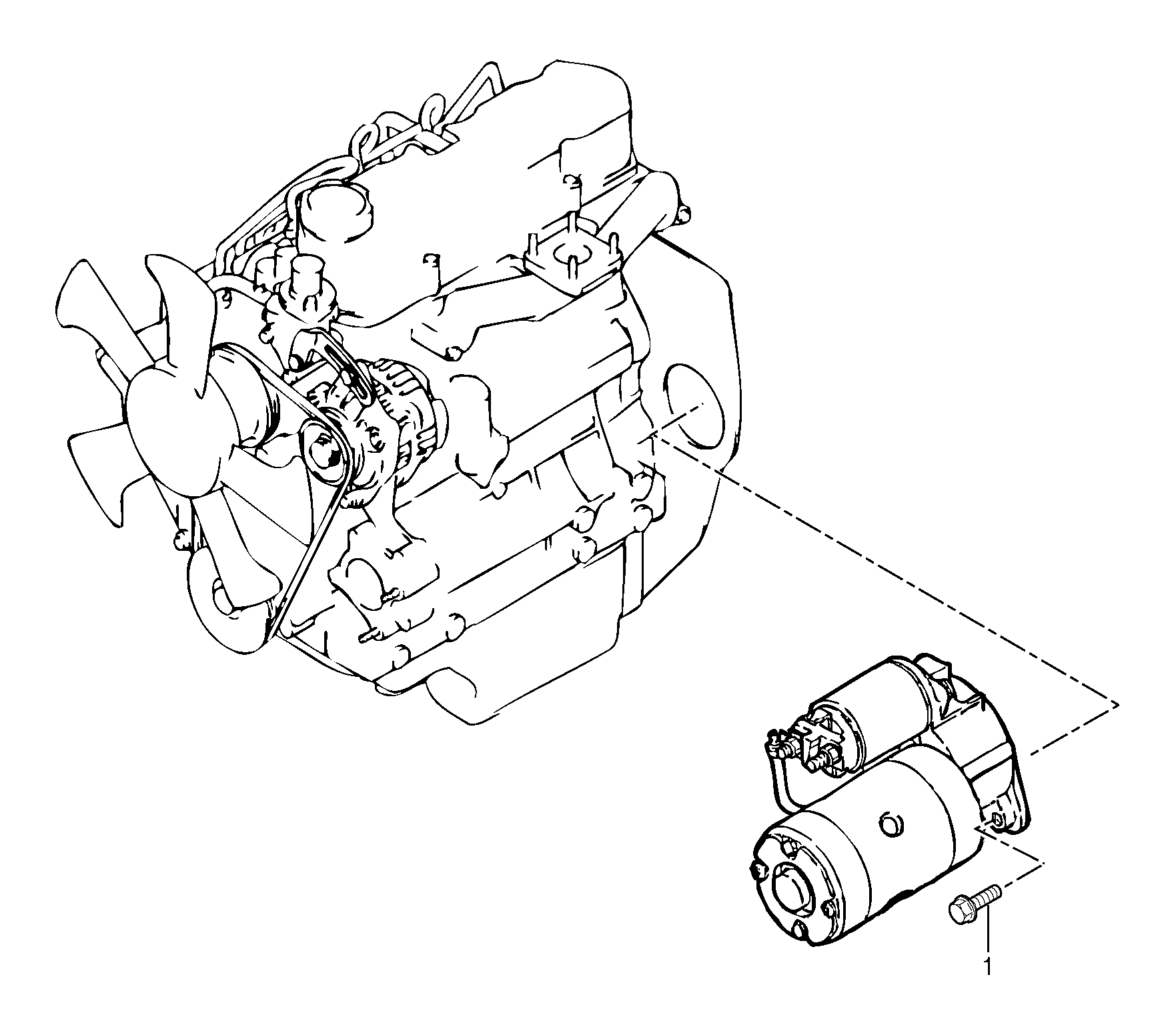 Схема запчастей Volvo EC15B - 32580 Starter motor installation EC15B TYPE 272 XT/XTV