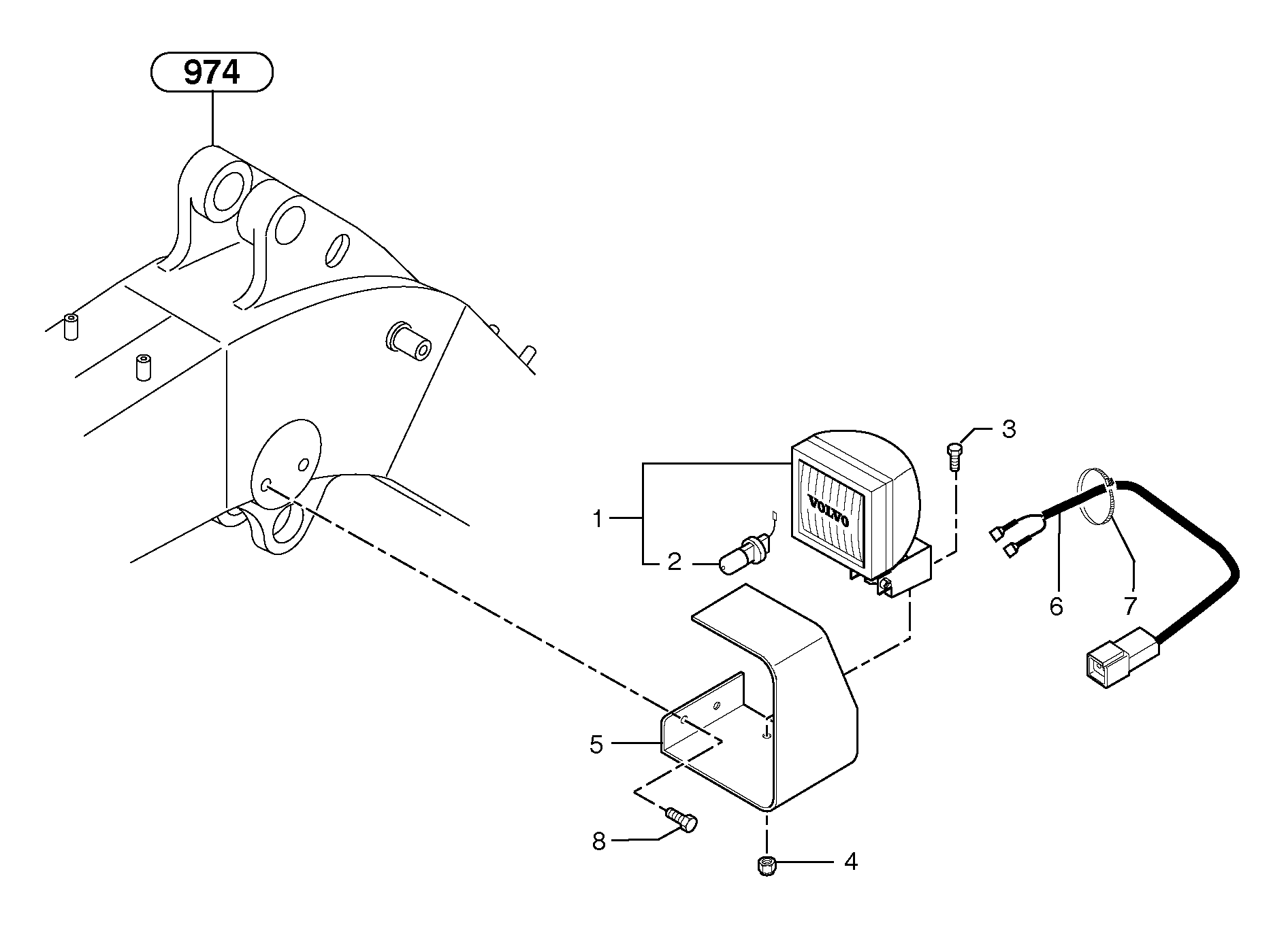 Схема запчастей Volvo EC15B - 85781 Work light on boom EC15B TYPE 272 XT/XTV