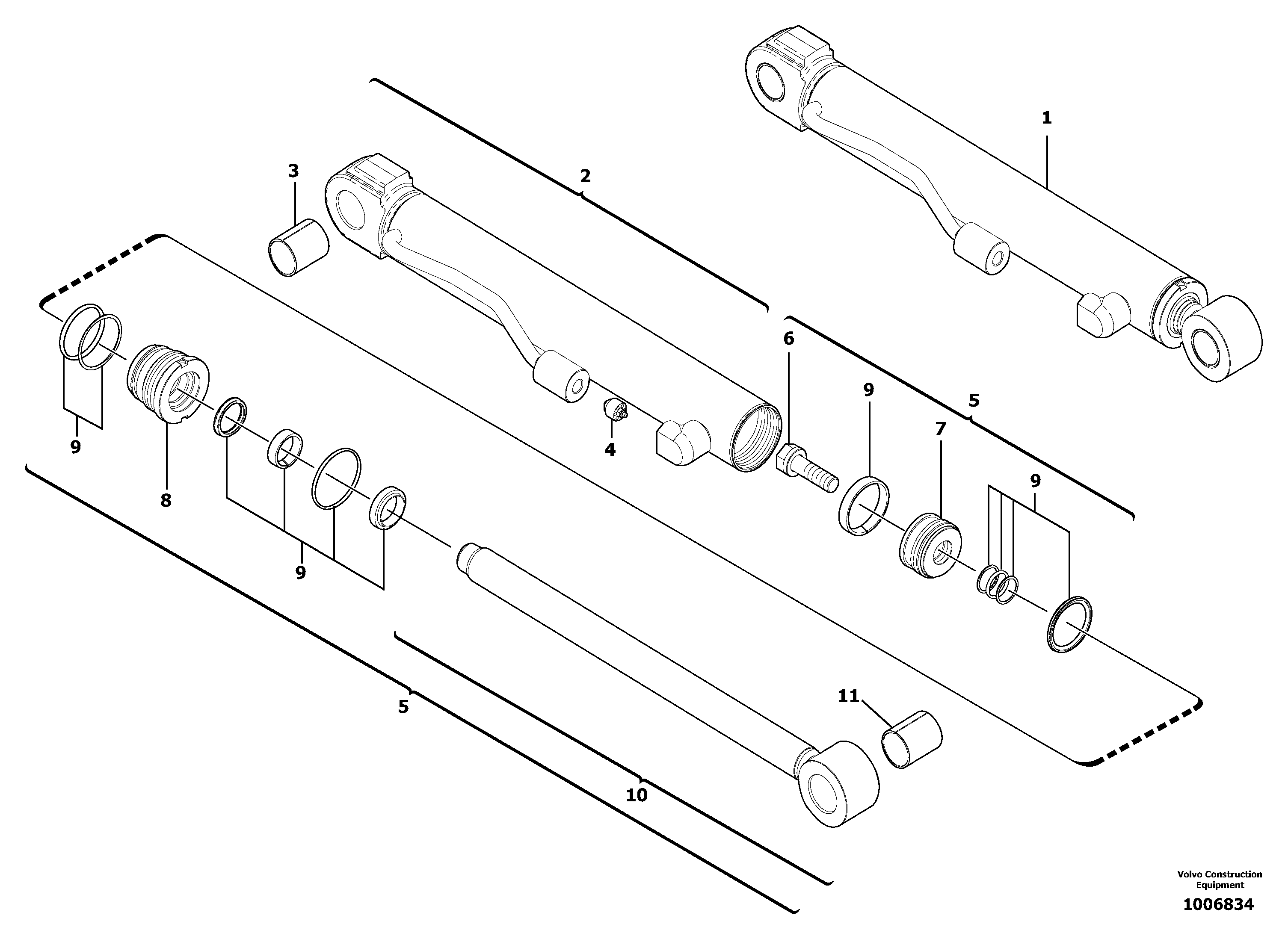 Схема запчастей Volvo EC15B - 2034 Variable track cylinder EC15B TYPE 272 XT/XTV