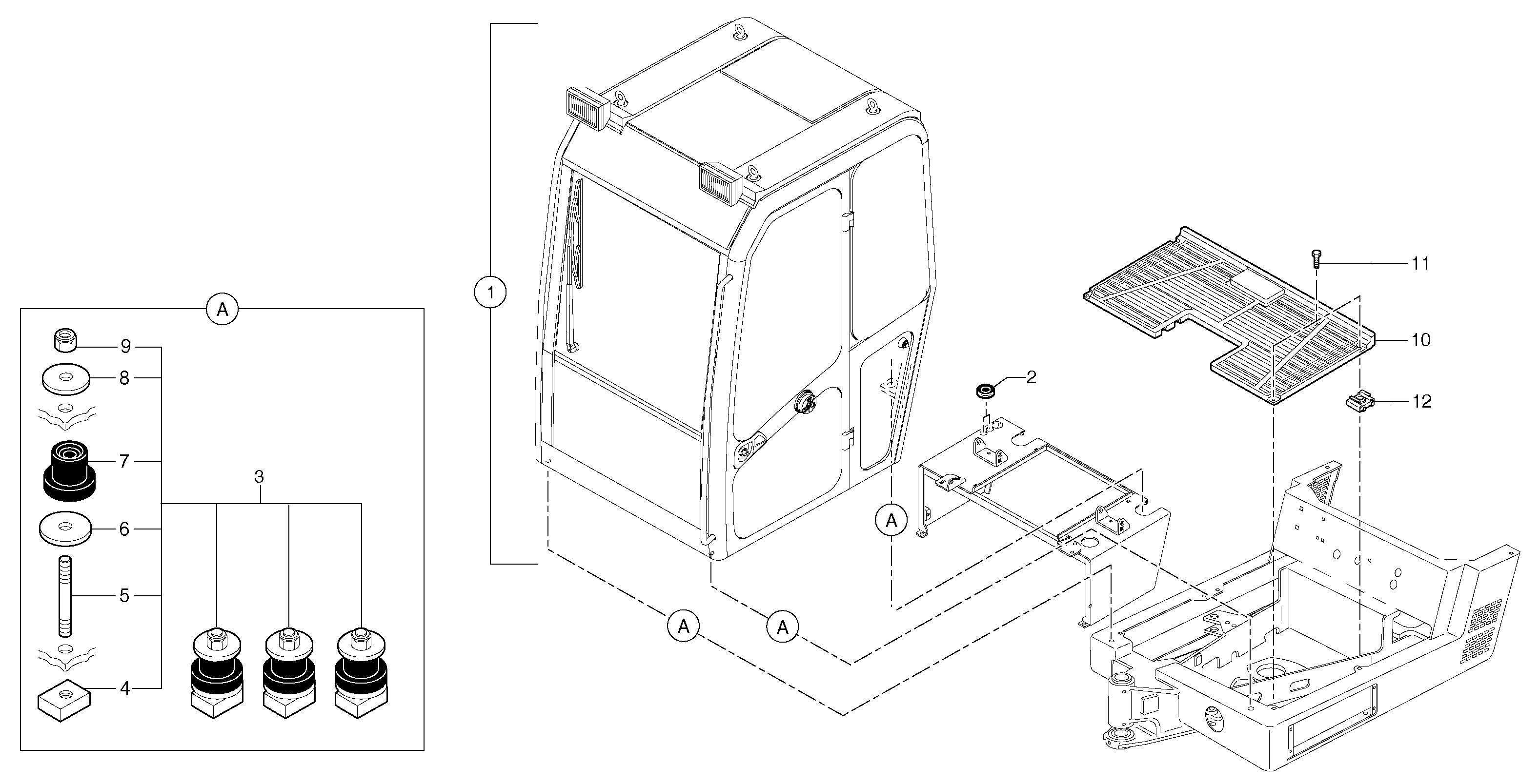 Схема запчастей Volvo EC15B - 34433 Equipped cabin EC15B TYPE 272 XR