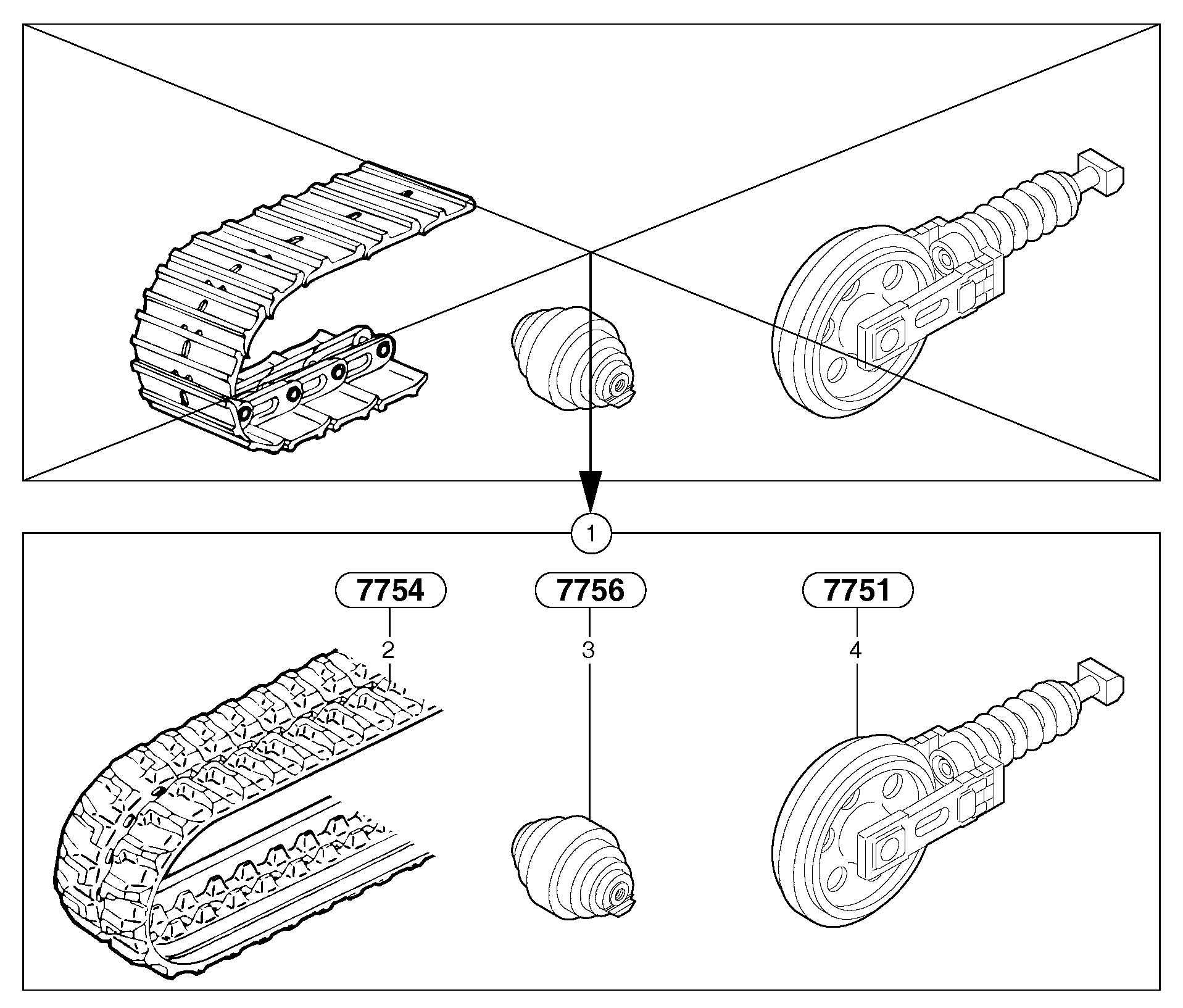 Схема запчастей Volvo EC15B - 2044 Комплект гусеничной цепи EC15B TYPE 272 XT/XTV