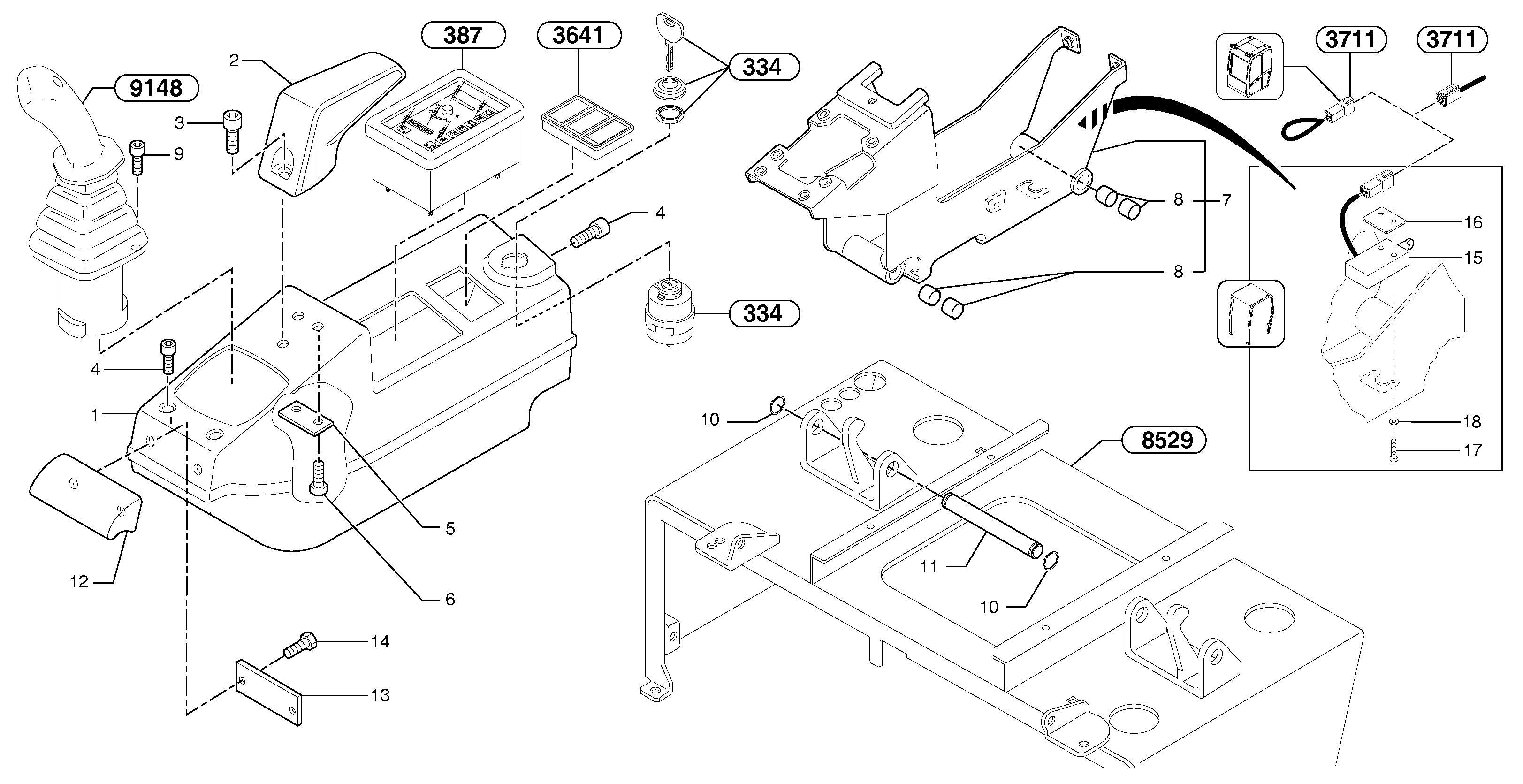 Схема запчастей Volvo EC15B - 93515 Operators station : instrument panel ( right ) EC15B TYPE 272 XR