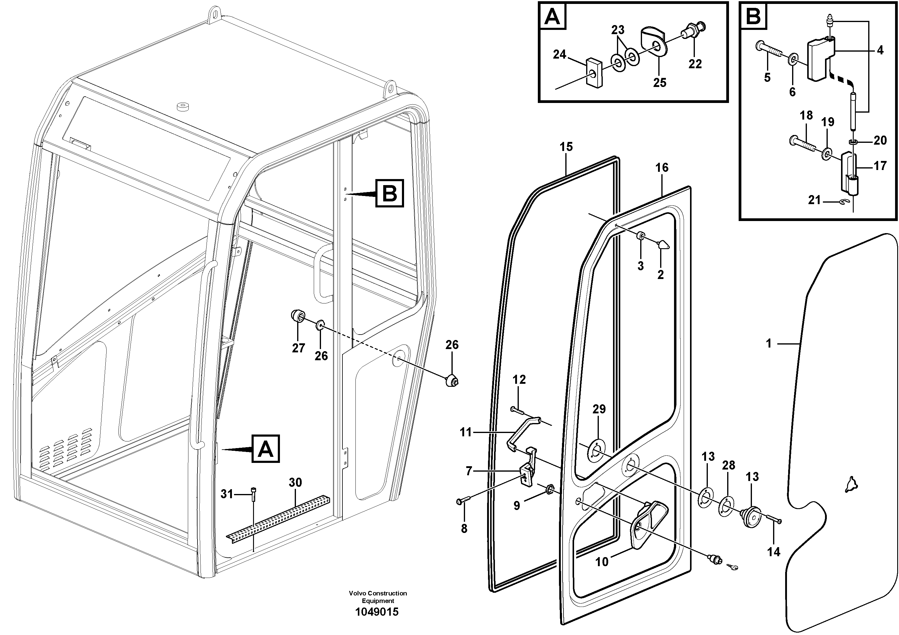 Схема запчастей Volvo EC15B - 27761 Cab : door EC15B TYPE 272 XT/XTV