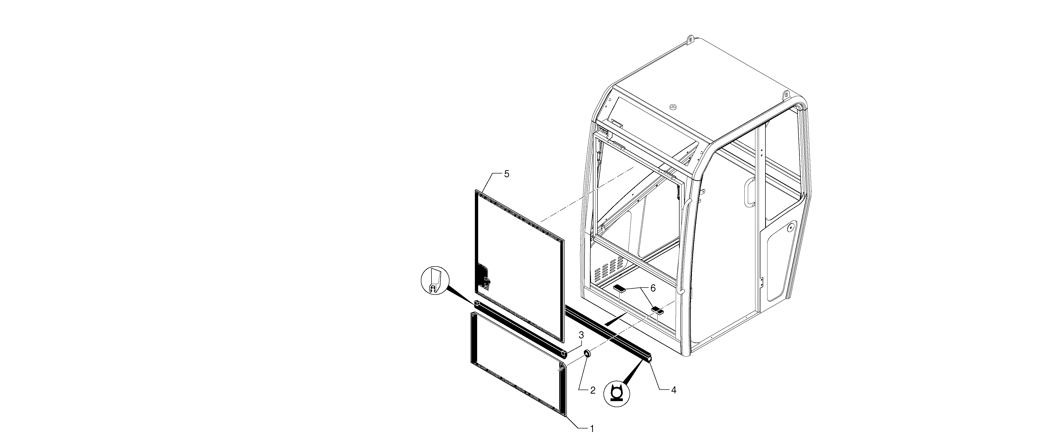 Схема запчастей Volvo EC15B - 74131 Cab : windshield EC15B TYPE 272 XT/XTV