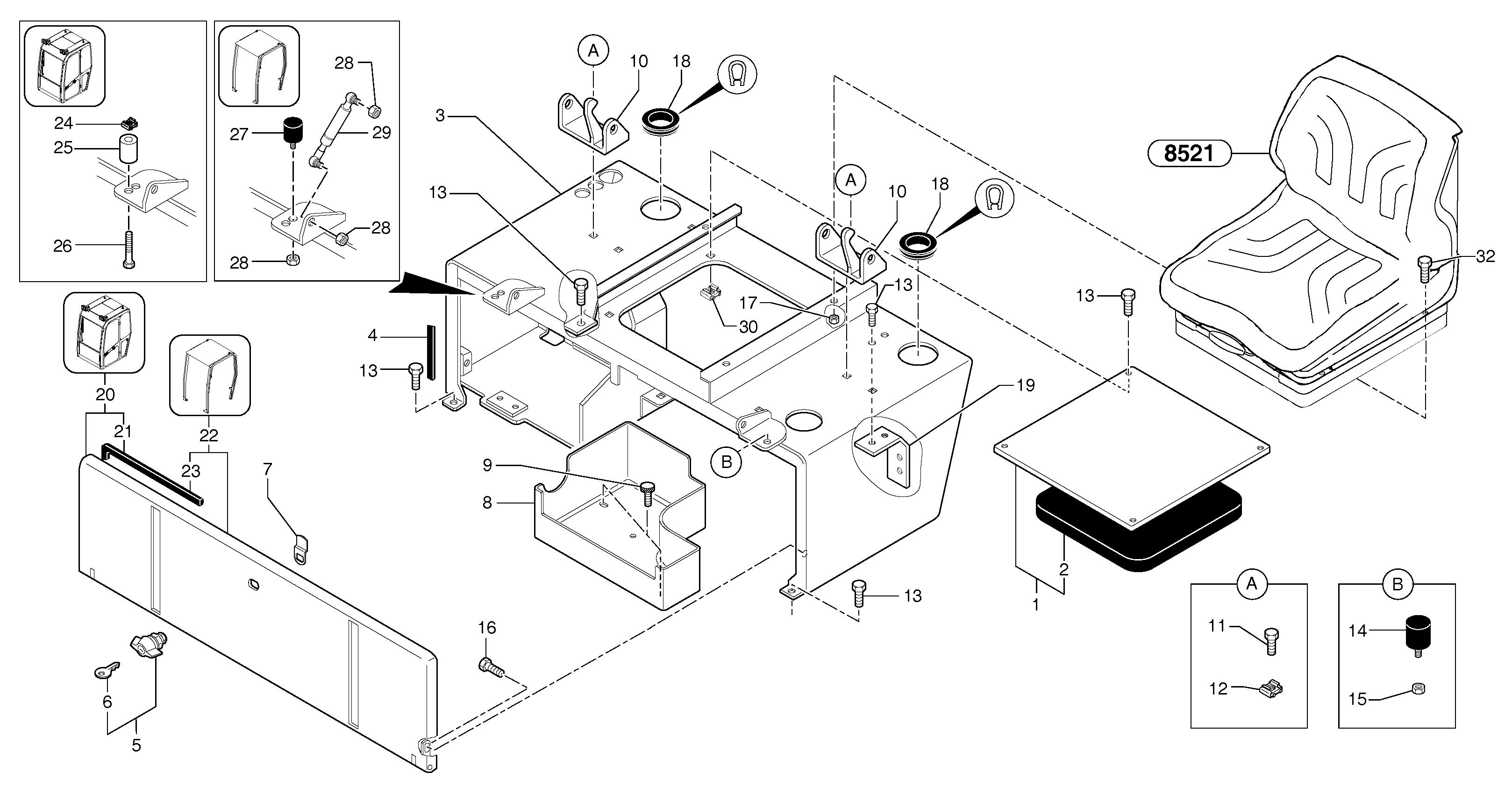 Схема запчастей Volvo EC15B - 88286 Operators station : plating EC15B TYPE 272 XT/XTV
