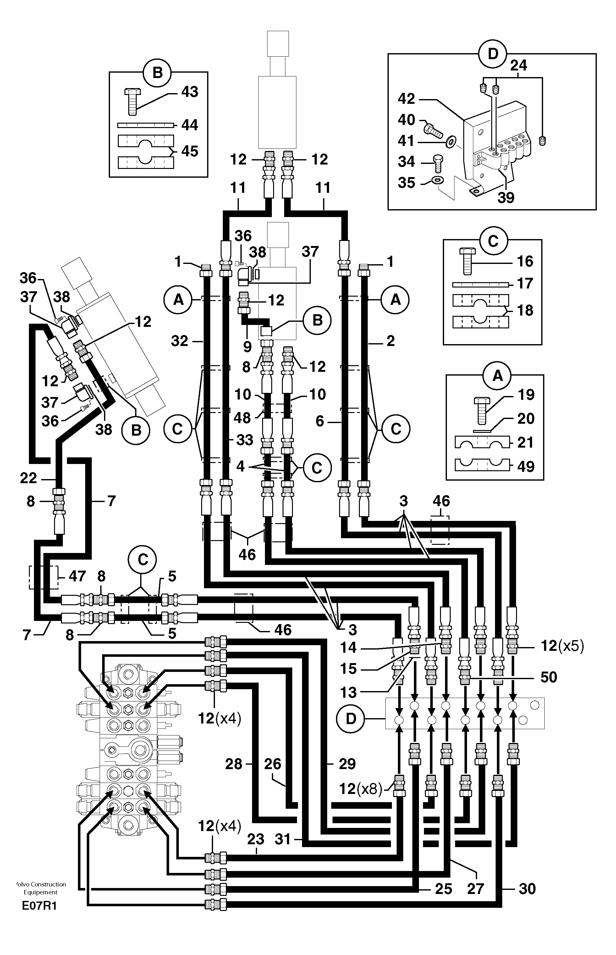 Схема запчастей Volvo EC50 - 6694 Hydr. circuit.( boom / dipper arm / bucket ) EC50 TYPE 247
